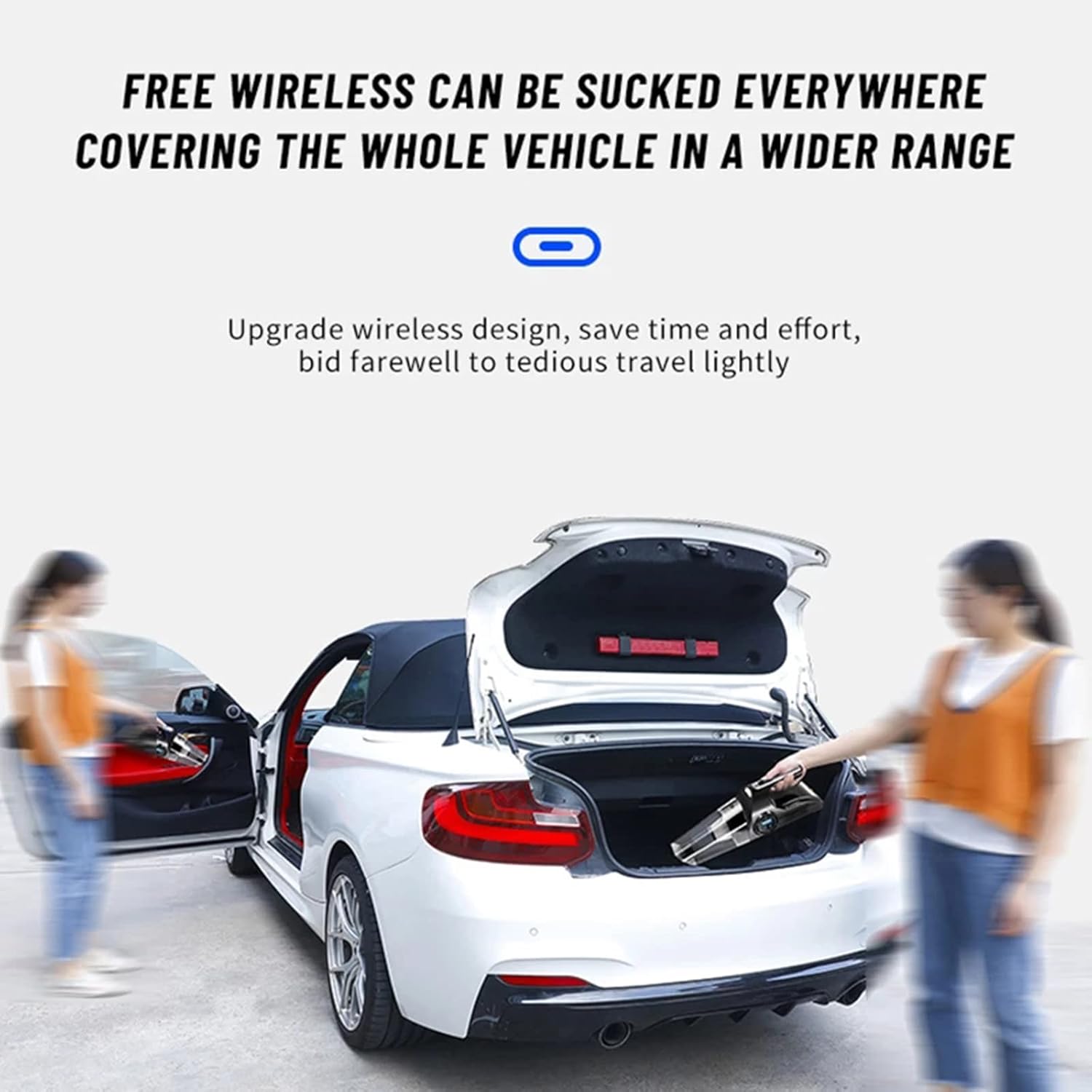 4 in 1 120W 8000PA Handheld Vacuum Cleaner with LED Light Powerful Vacuum Cleaner Wet & Dry Use for Auto Car Home Computer,Wireless,Pointer