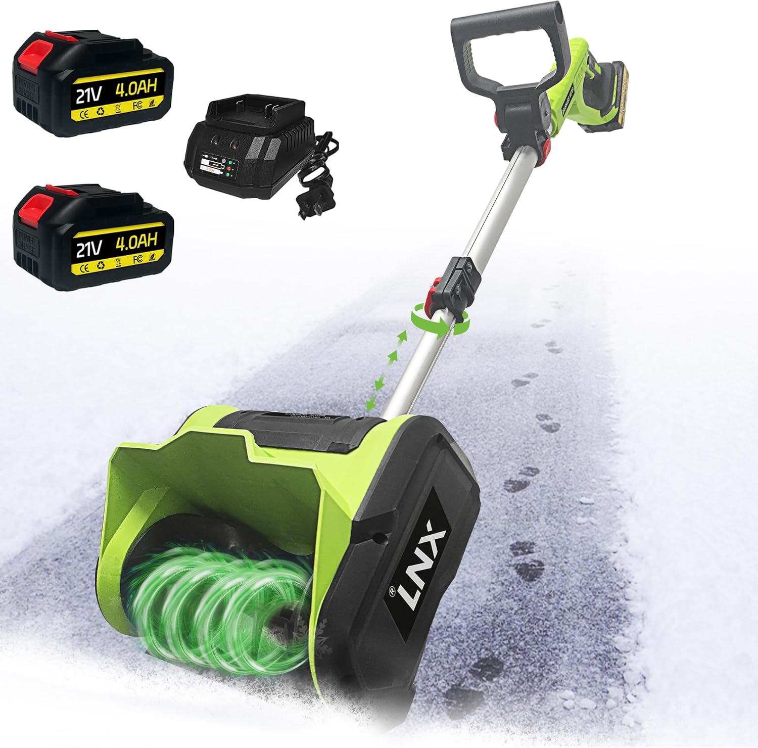 Cordless Snow Shovel with Two 4.0AH Battery and Charger,Electric Snow Shovel with 10-inch Width,6in Depth,20FT Throw Distance,Snow Blower Shovel for Patio Deck Driveway