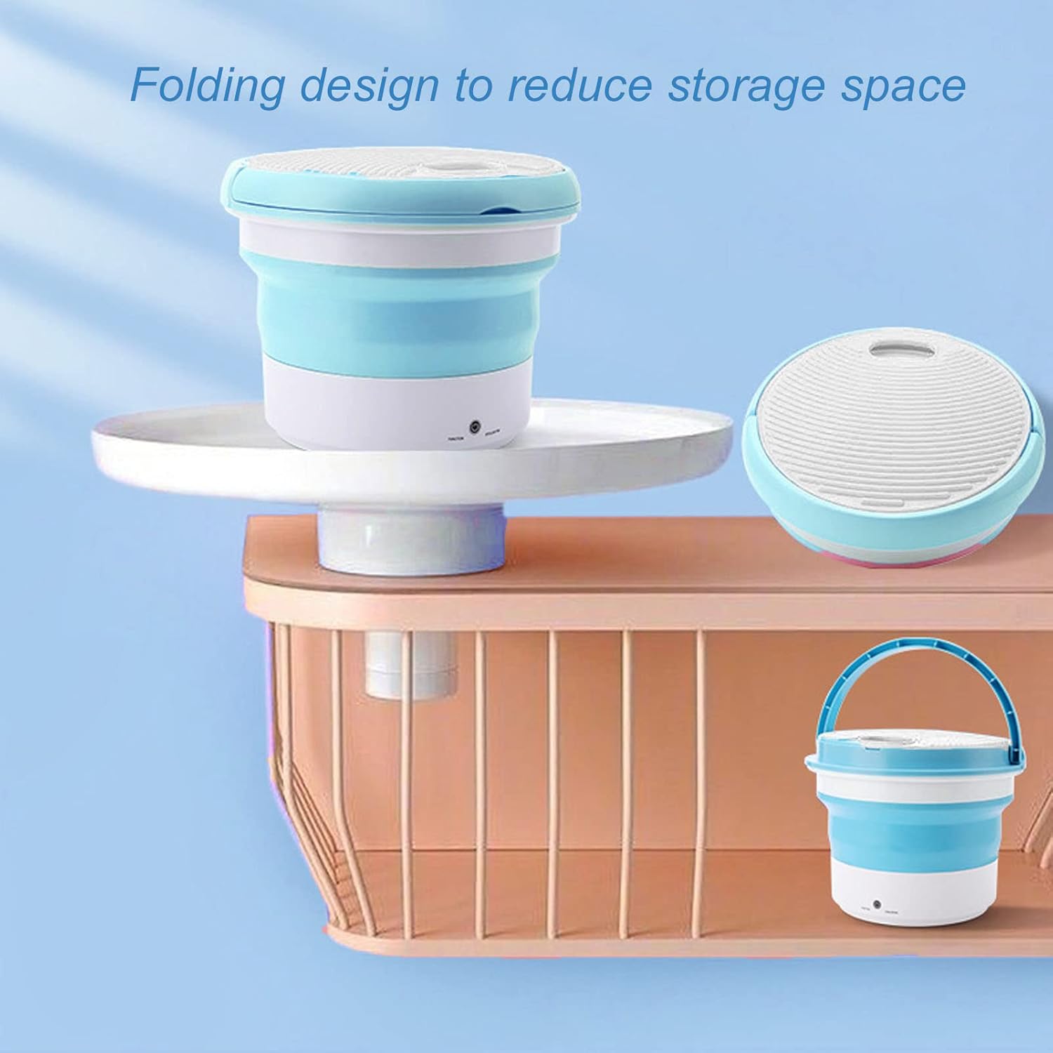 Mini Washing Machine, Portable Foldable Washing Machine, 7L Mini Washer with Generator, for Home, College Room, RV, Apartment