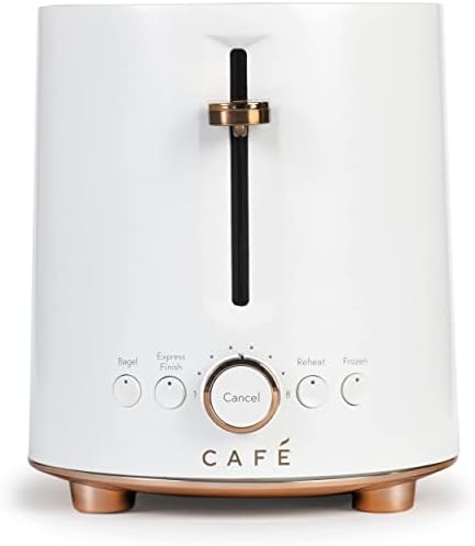 Café Express Finish 2-Slice Toaster | Extra-Wide Slots, Extra Lift for Waffles, Pastries, Texas Toast & More | 4 Pre-Set Functions, 8 Shade Options | Countertop Kitchen Essentials | Matte White