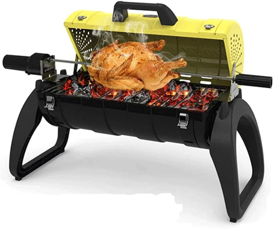 Portable Charcoal Grill - Outdoor BBQ Grills Cooking, Stainless Steel Folding Camping Grill, Large Grill for Campfire, Picnic, Hiking(Yellow)