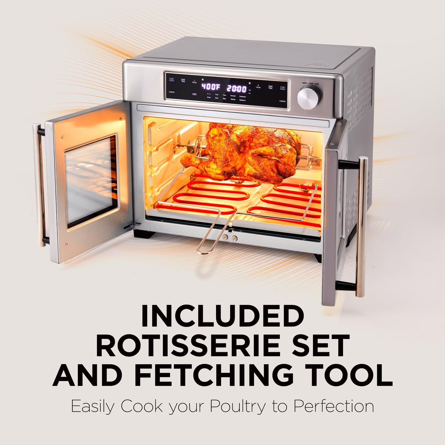 Ivation Dual Zone Air Fryer French Door Oven - 32 Quatity Convection Toaster Combo, 10-in-1 Multifunction Up to 450° - 1800W - Temperature Control, Timer - Stainless Steel - Dehydrate, Bake, Roast