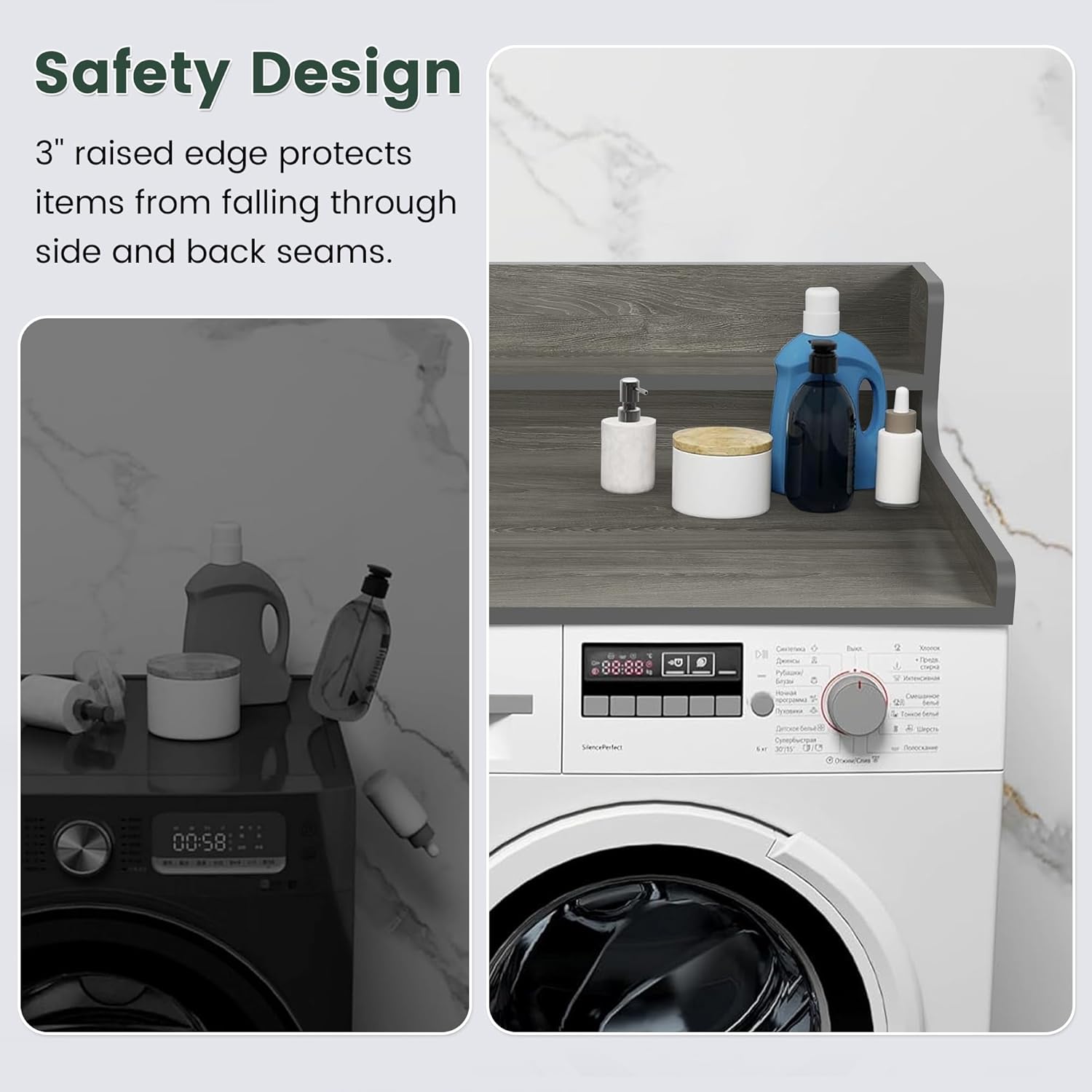 Washer Dryer Countertop with 2-Tier Shelf, 3