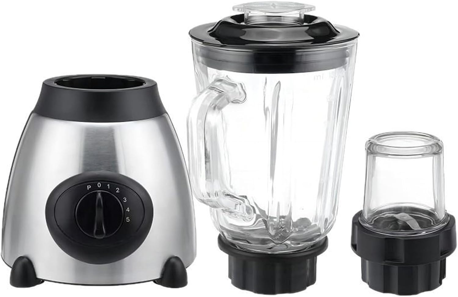 Tabletop Blender – Juicer and Grinder with Detachable 1.5L Glass Cup, 5 Speed | Maker Food Grinding Meat Processing Additive Spoon Lid Practical Use for Kitchen