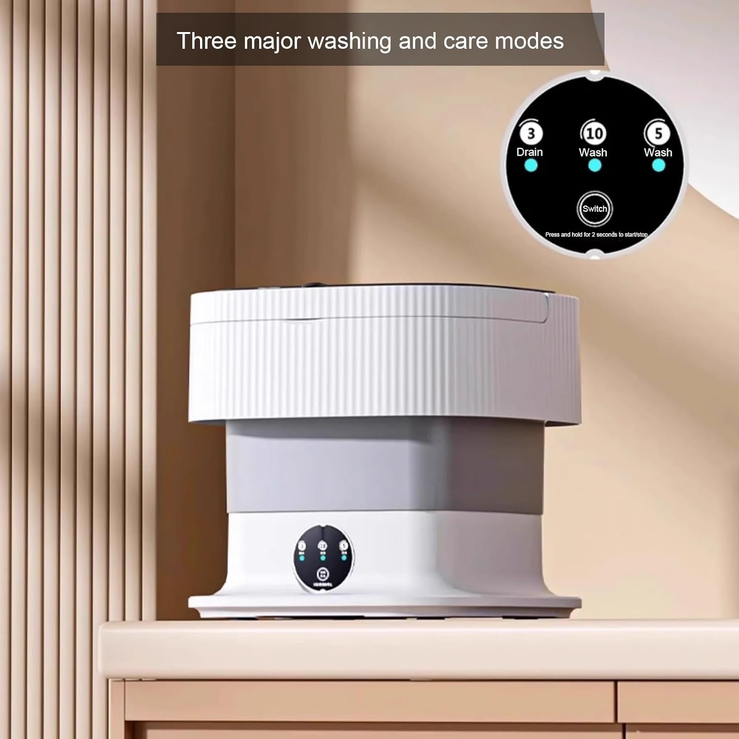 Portable Washing Machine,Mini Washer, 2-in-1 Smart Foldable Collapsible Washer, Small Washing Machine, for Baby Clothes, Underwear, Travel & Camping(Khaki,18L)