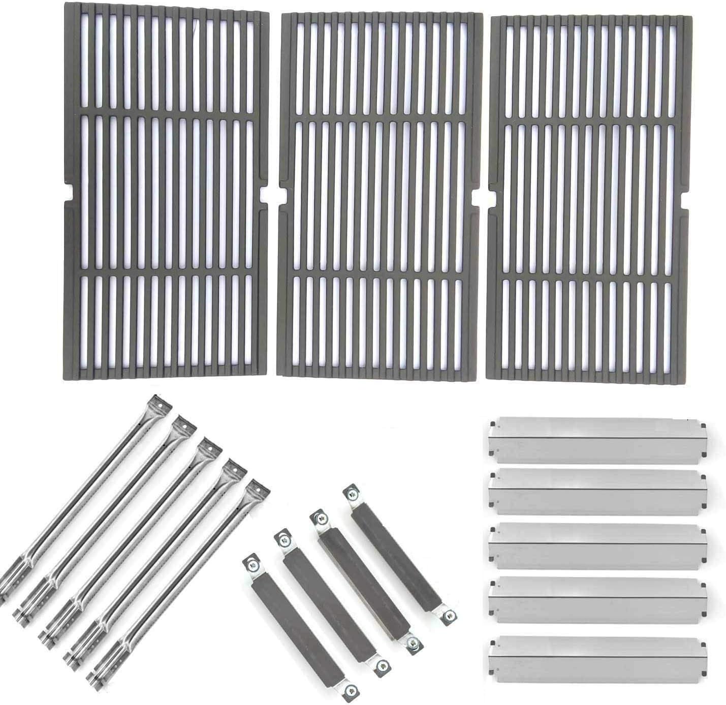 Repair Kit for Charbroil Commercial 463268806 BBQ Gas Grill Includes 4 Crossover Tube Burners, 5 Stainless Heat Plates, 5 Stainless Steel Burners and Porcelain Grates