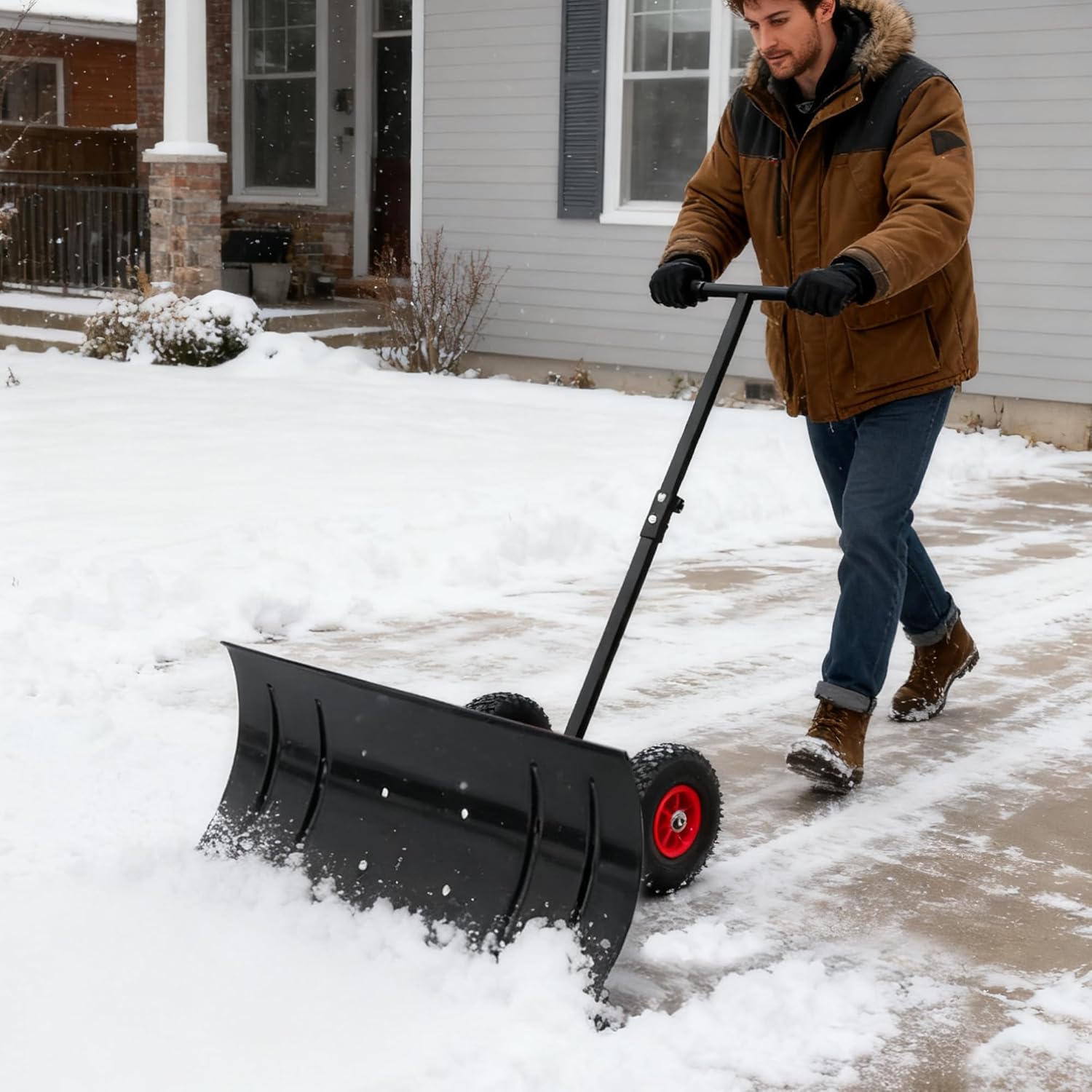 Snow Shovel with Wheels for Driveway - Heavy Duty 30
