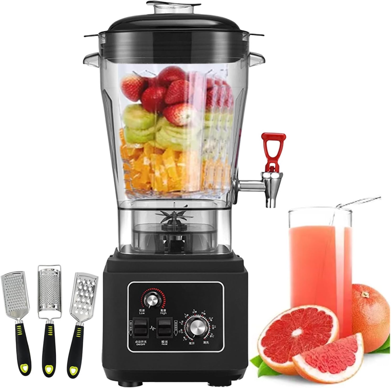 Commercial Blenders, Food Blender and Grinder with 7 Speed, Professional Standing Mixer with Spout for Milkshakes, Juices, Smoothies, 6 Blade Steel Knife, 11l/15l/19l Black,19L