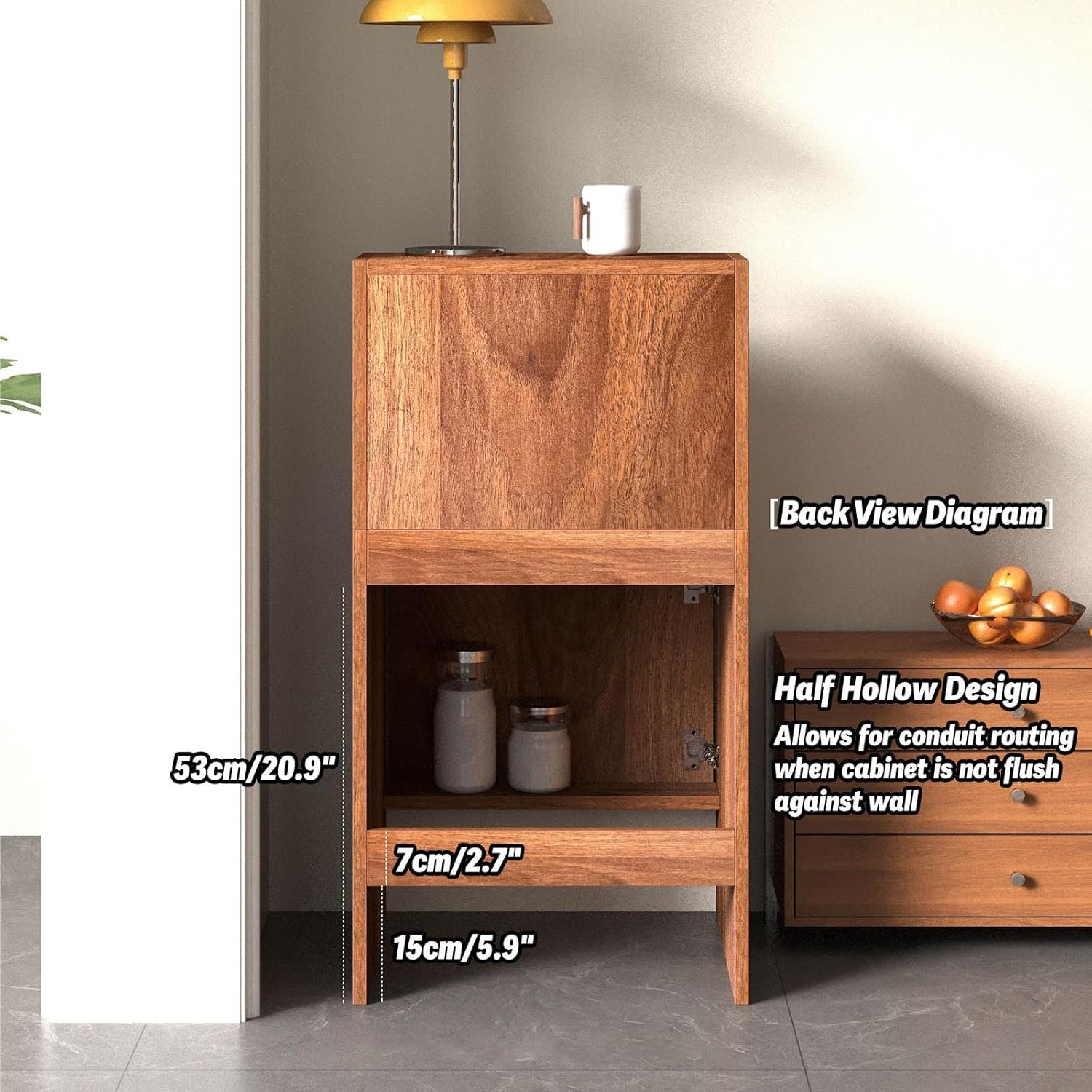 Wood Robot Vacuum Cabinet 39.4″ H Hidden End Side Table with Adjustable Shelf Multi-functional Storage Cabinet with Door for Robot Vacuum Cleaner Easy to Change Water for Living Room Bedroom(Natural)