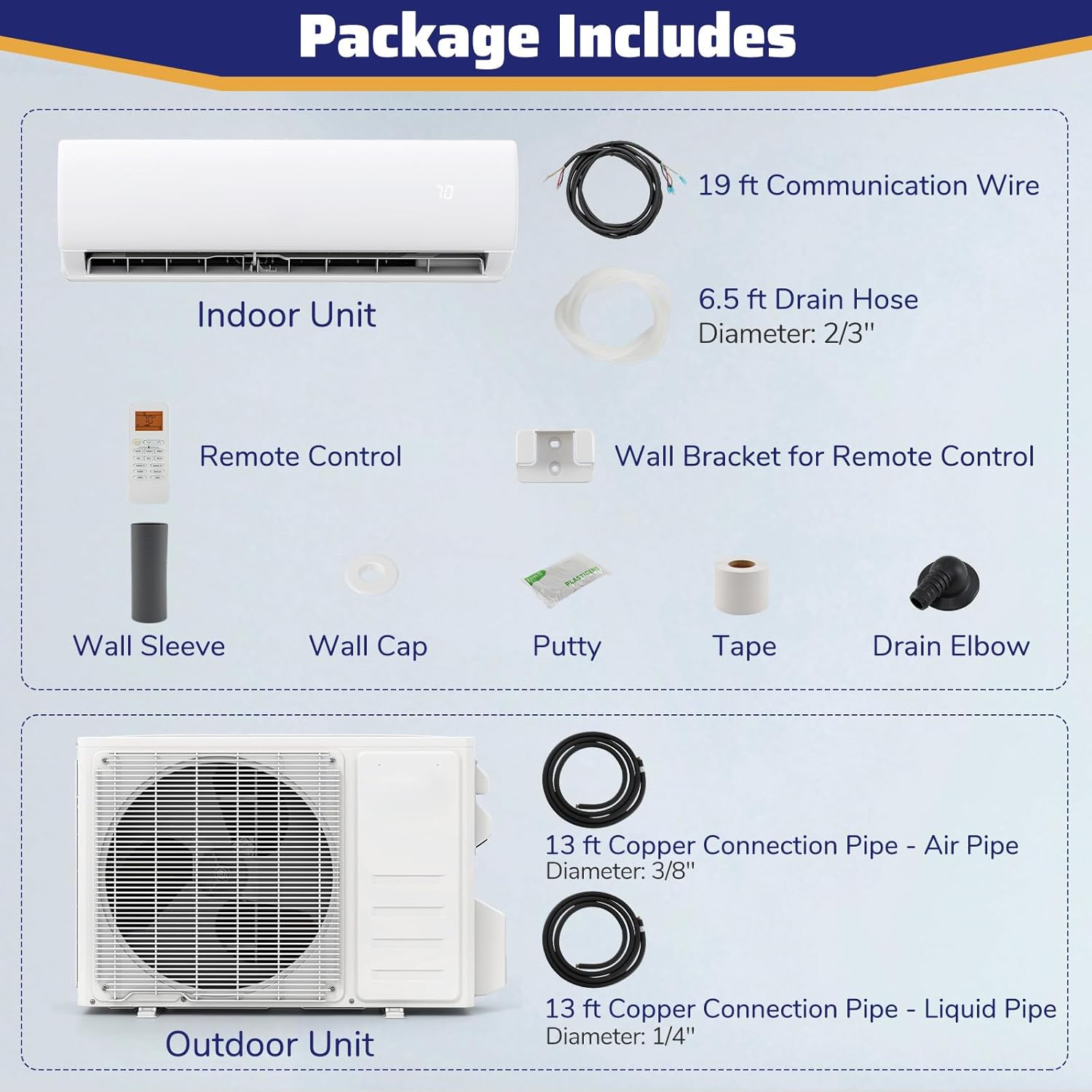 DORTALA 23000 BTU Mini Split Air Conditioner, 17 SEER2 208-230V Wifi Enabled Ductless Inverter Wall AC Unit & Heater with Remote, Installation Kit, Pre-Charged Heat Pump System for Alexa