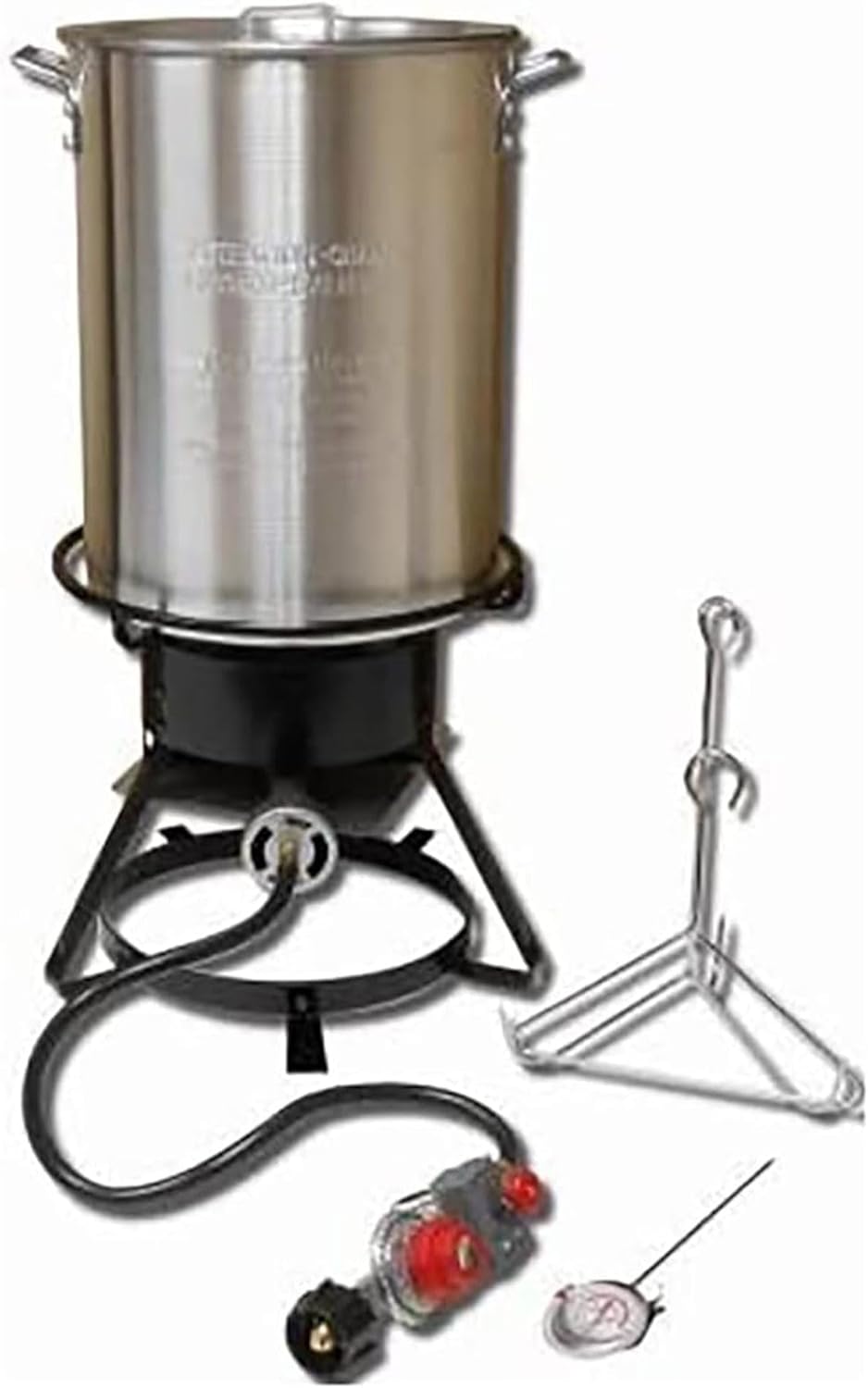 Metal-Fusion Import 29 Quart Aluminum Turkey Pot Frying Cooker Package with 38,000 BTU Cast Burner & 12 Inch Propane Outdoor Cooker