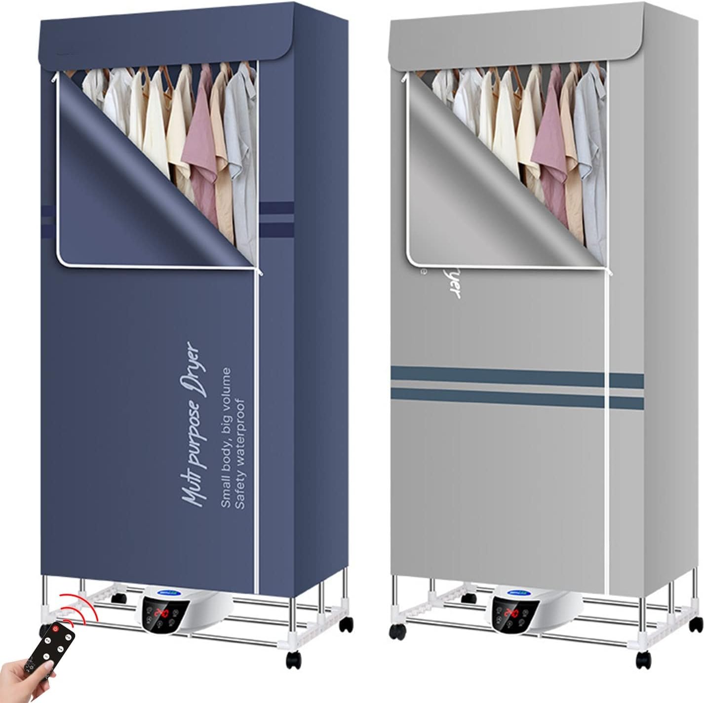 Portable Electric Clothes Dryer Airer,Apartment Clothes Dryer Machine,2300W Foldable Heater Laundry Drying Rack with Remote Control Adjustable Timer Low Noise for House Living Room The New