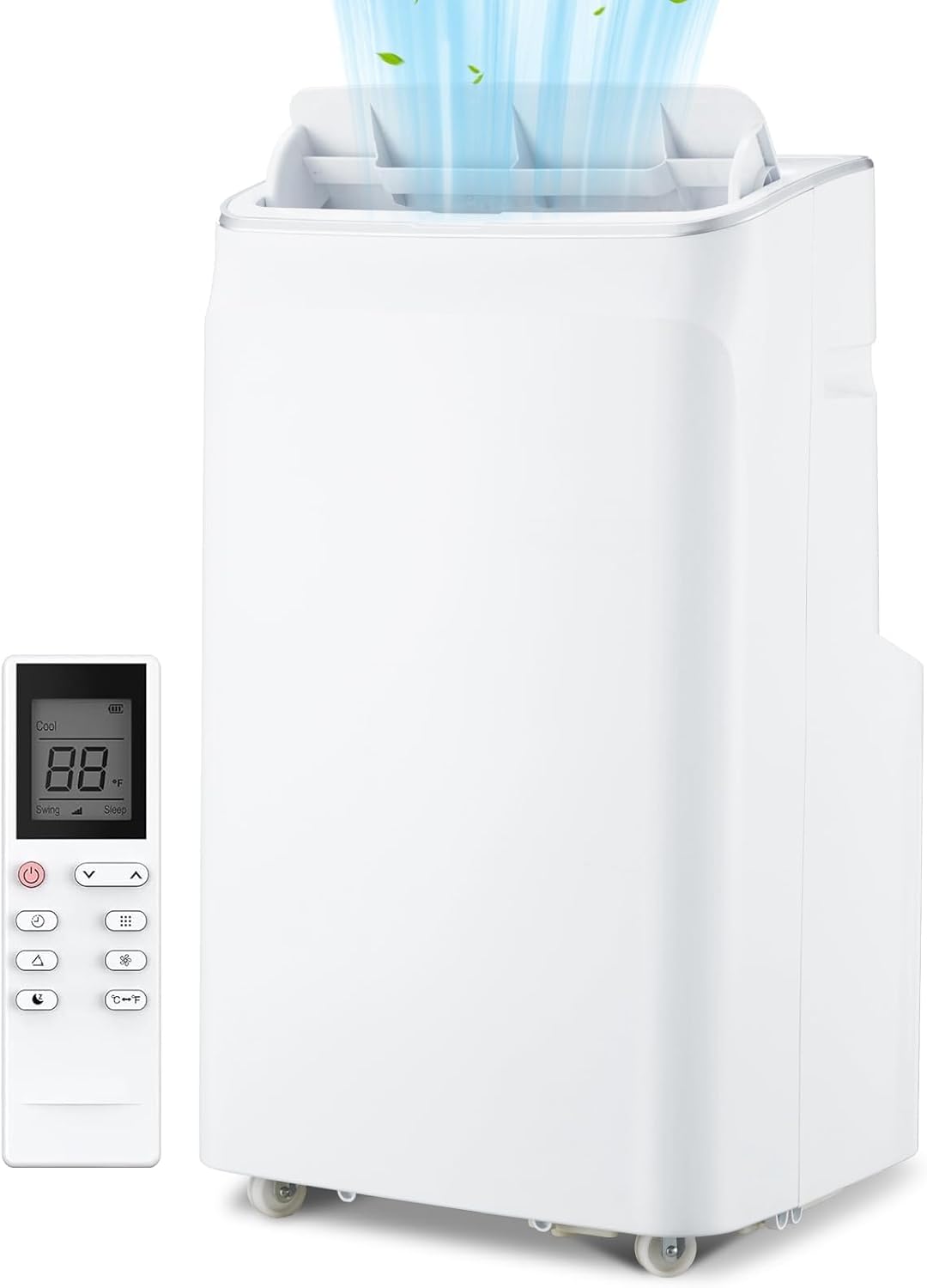 12000 BTU Portable Air Conditioners, 3 in-1 Free Standing Portable AC Unit with Fan, Dehumidifier, Remote Control, Auto Swing and Smart Sleep Mode, Efficient Cooling for Rooms up to 500 Sq.Ft, White