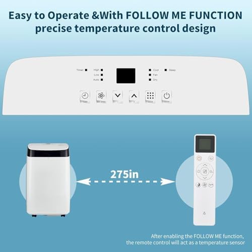 Portable Air Conditioners, Smart Portable Ac with Remote Control, Built-In Cool, Dehumidifier, 3 Speed, 50 DB Quiet, 14000 BTU for Rooms Up to 700 Sq. Ft., Ac Unit for Room Camping Car Office