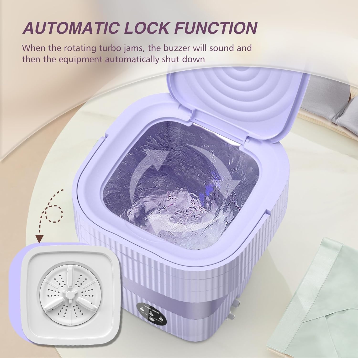 Portable Washing Machine, Mini Washing Machine Turbine Wash, 10L Mini Portable Washer for Underwear, Sock, Baby Clothes, Travel, Camping, Dorm, RV, Home Foldable Small Portable Laundry Machine
