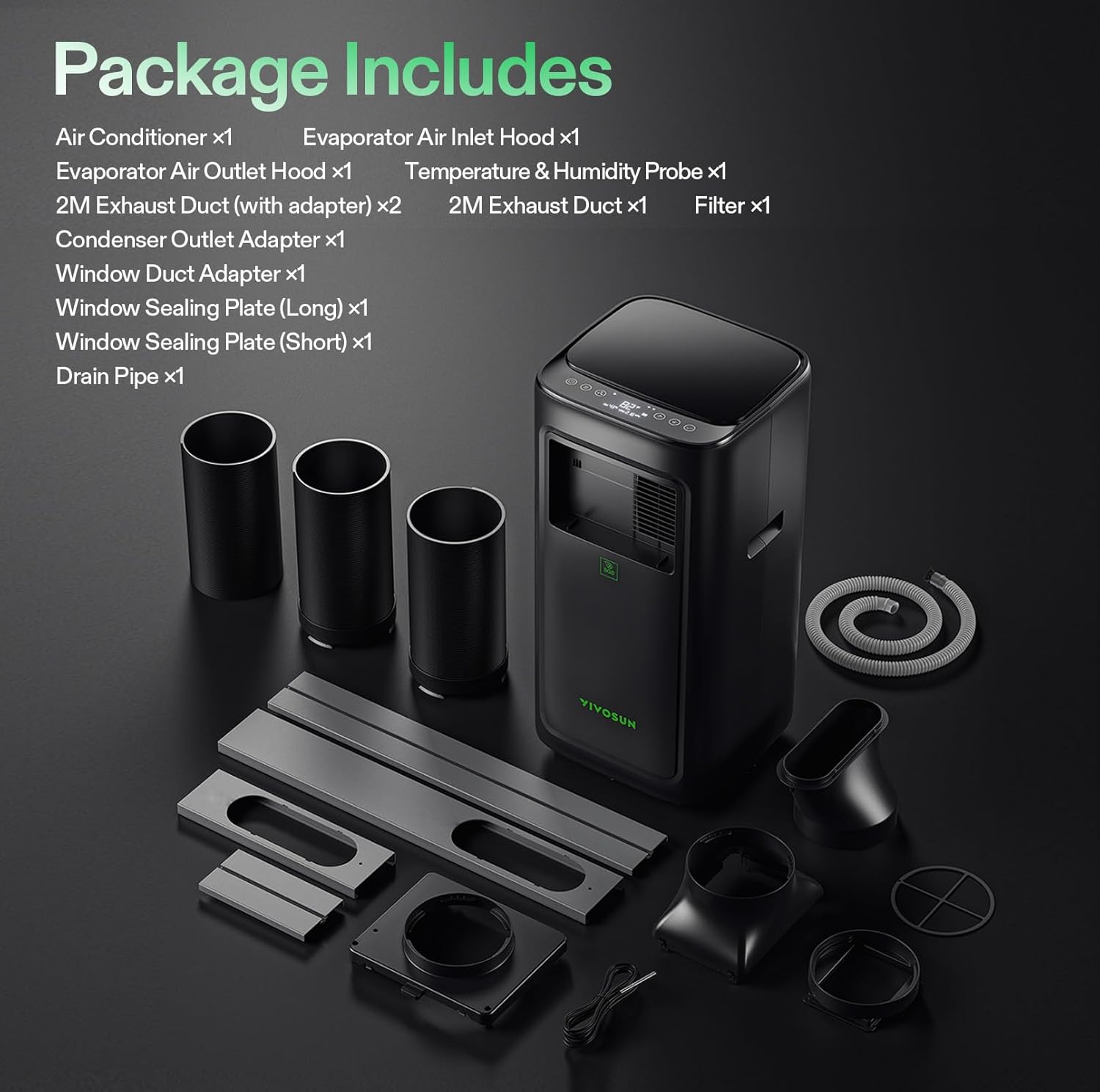 VIVOSUN AeroLush C08 Smart Air Conditioner, 8000BTU, 4-in-1 Function, with Temperature & Humidity Sensor Probe, Smart Remote Control, Designed for Growing Environments