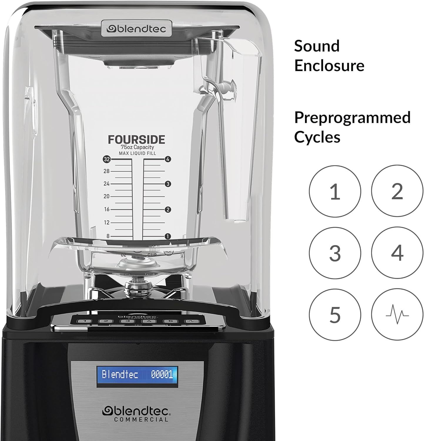 Blendtec Connoisseur 825 SpaceSaver - Commercial-Grade Blender - Wildside+ and FourSide Jar with Vented Gripper Lid - Black