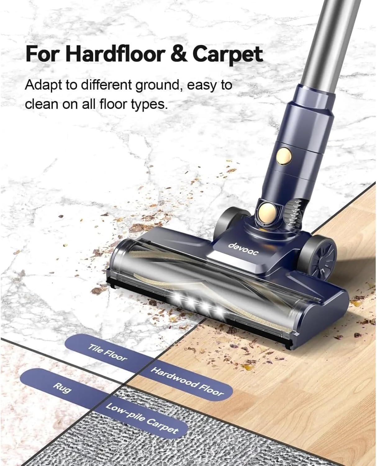 I8 Corded Vacuum Cleaner, 600W 23KPa Powerful Suction, Free-Standing 6-in-1 Lightweight Stick Vacuum, For Hard Floor Carpet Pet Hair Car Cleaning(I8 blue)