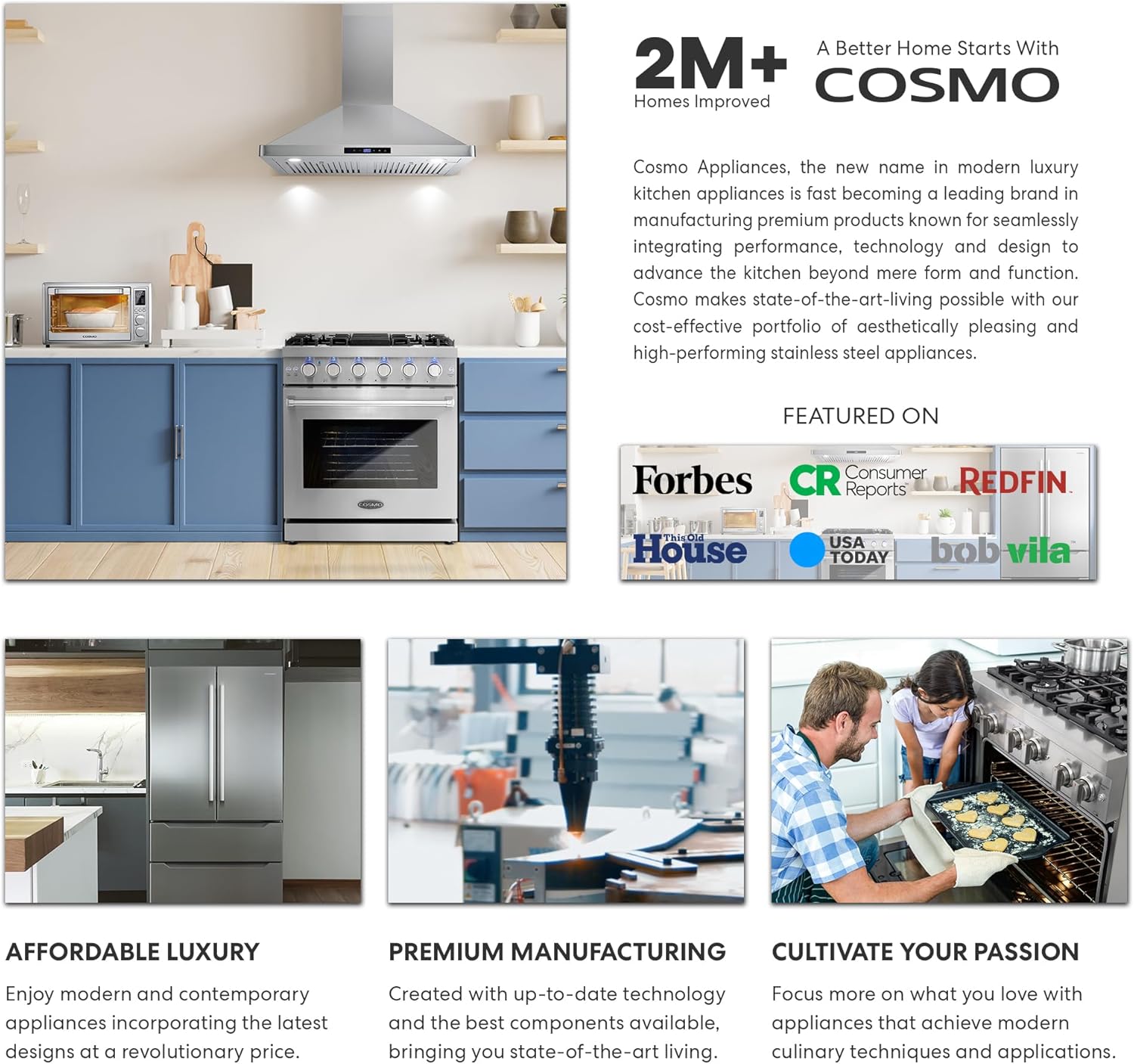 Cosmo COS-BIM22SSB 24 in. Nebula Collection 2.2 cu. ft. Countertop Microwave Oven in Stainless Steel