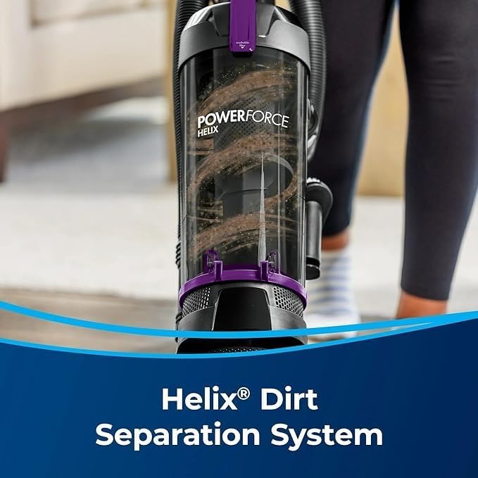 BIISSELLL Power Force Helix Bagless Upright Vacuum, Powerful Suction for Pet Hair,Carpet, Tile & Hardwood,Cleaning, Scatter-Free Technology, Large Dirt Tank, 23ft Cord, 5 Height Settings (Violet)