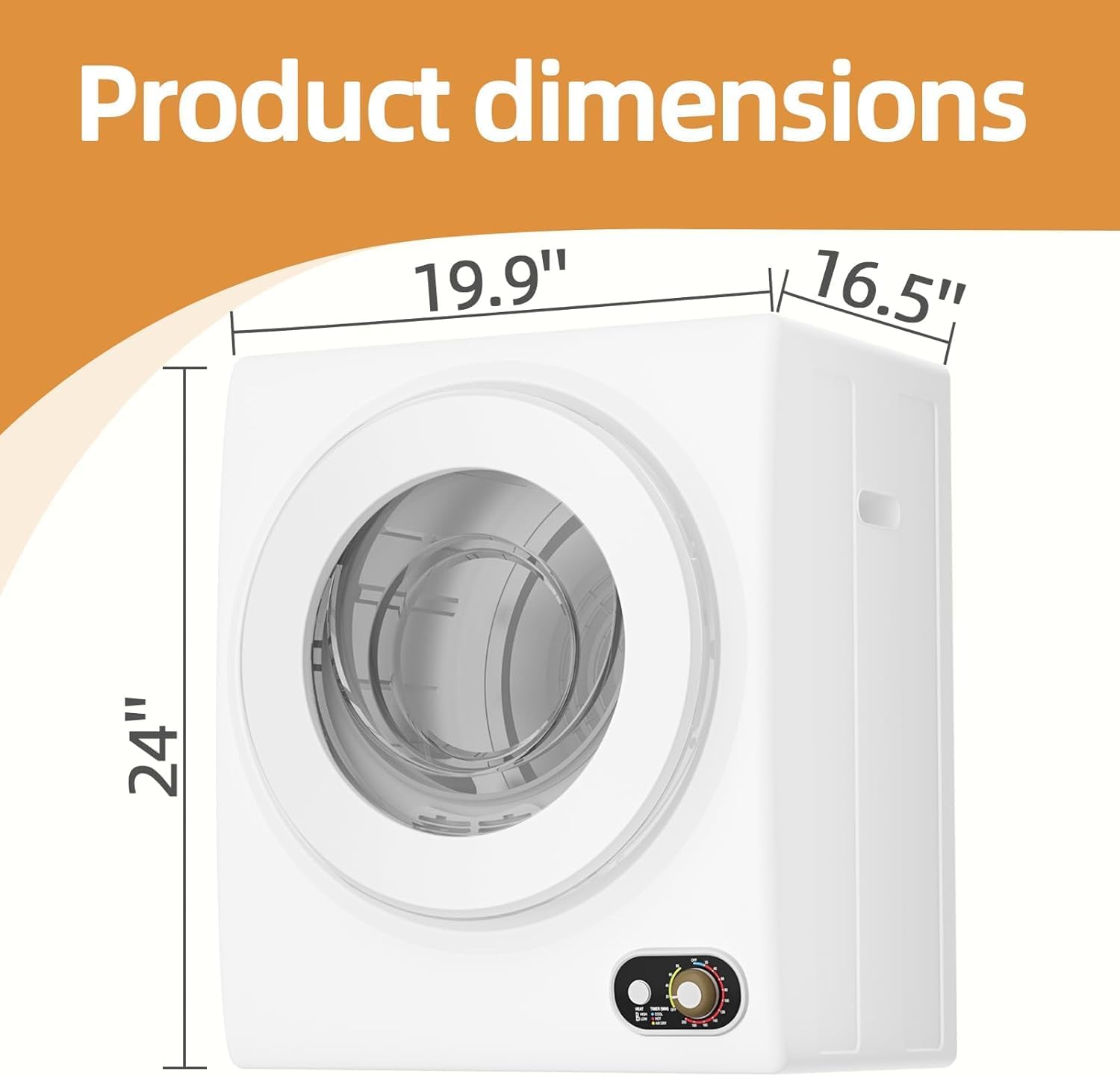 Compact Laundry 120V Clothes Stainless Steel Inner Tub, Electric Machine for Small Space, Apartments, hostels, RVs Portable Dryer, 1.5 Cubic Feet, Gray