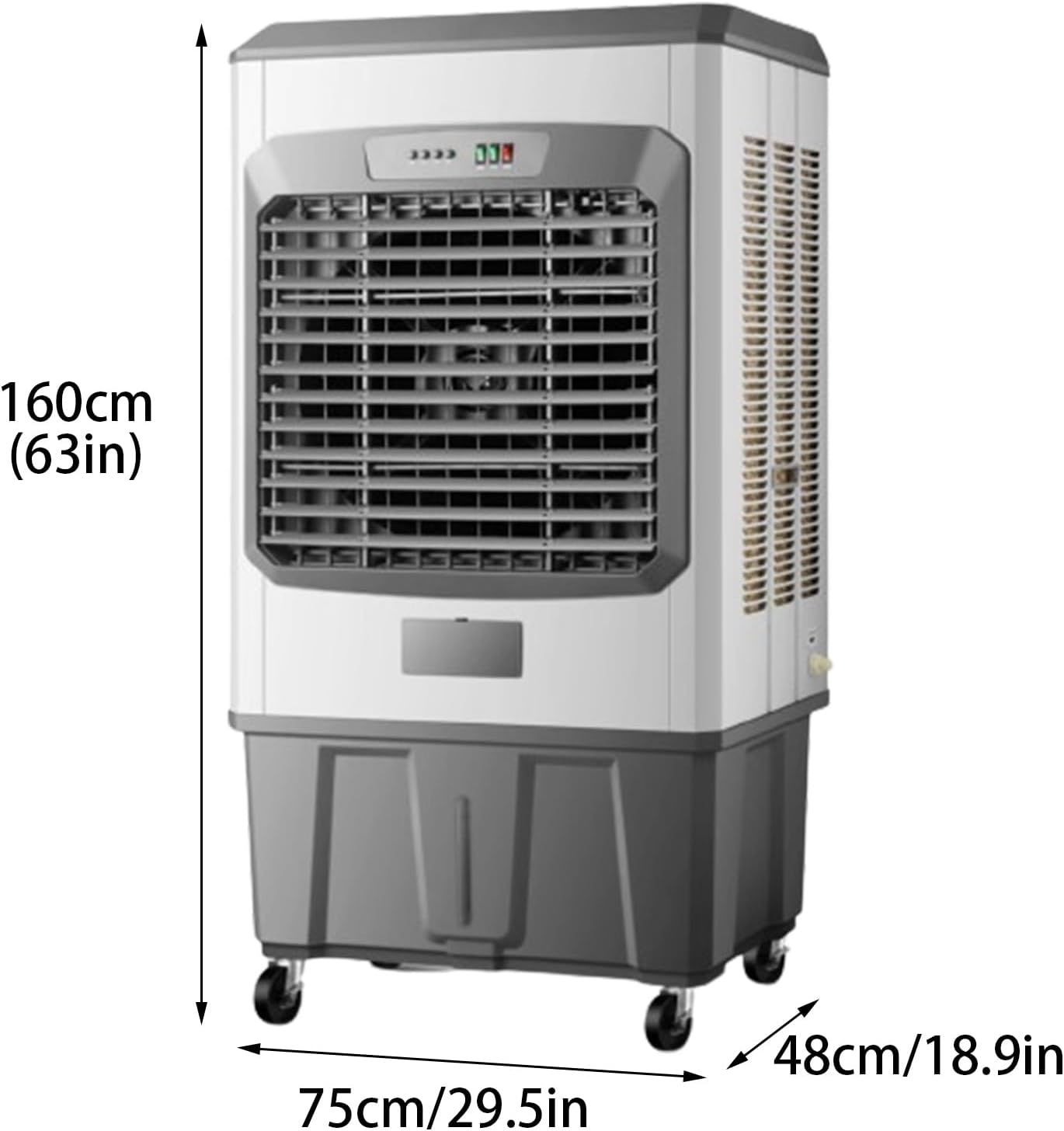 Portable Swamp Cooler, Evaporative Air Cooler with 3 Speeds, Industrial Air Conditioner for Indooor Outdoor Patio Garage(75 * 48 * 160cm)