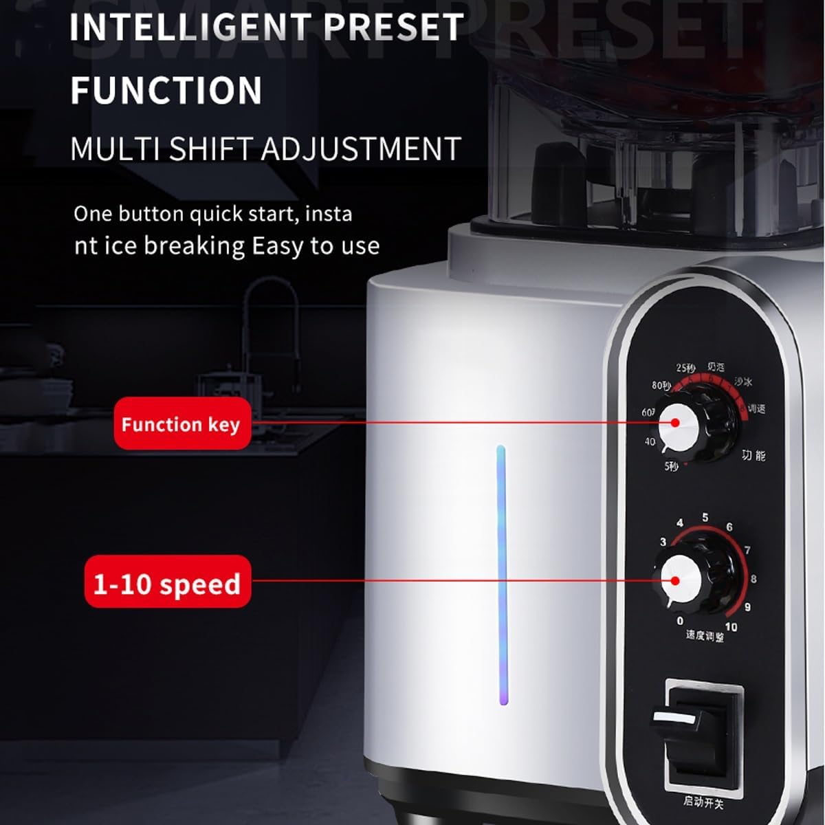 Smoothie Blender,2200W Multifunction Commercial Quiet Blender with Tea cup/milk cover cup/smoothie cup,1.5LProfessional Countertop Blender,Household Quiet Blender,for Puree, Crush Ice, Smoothies(Red)