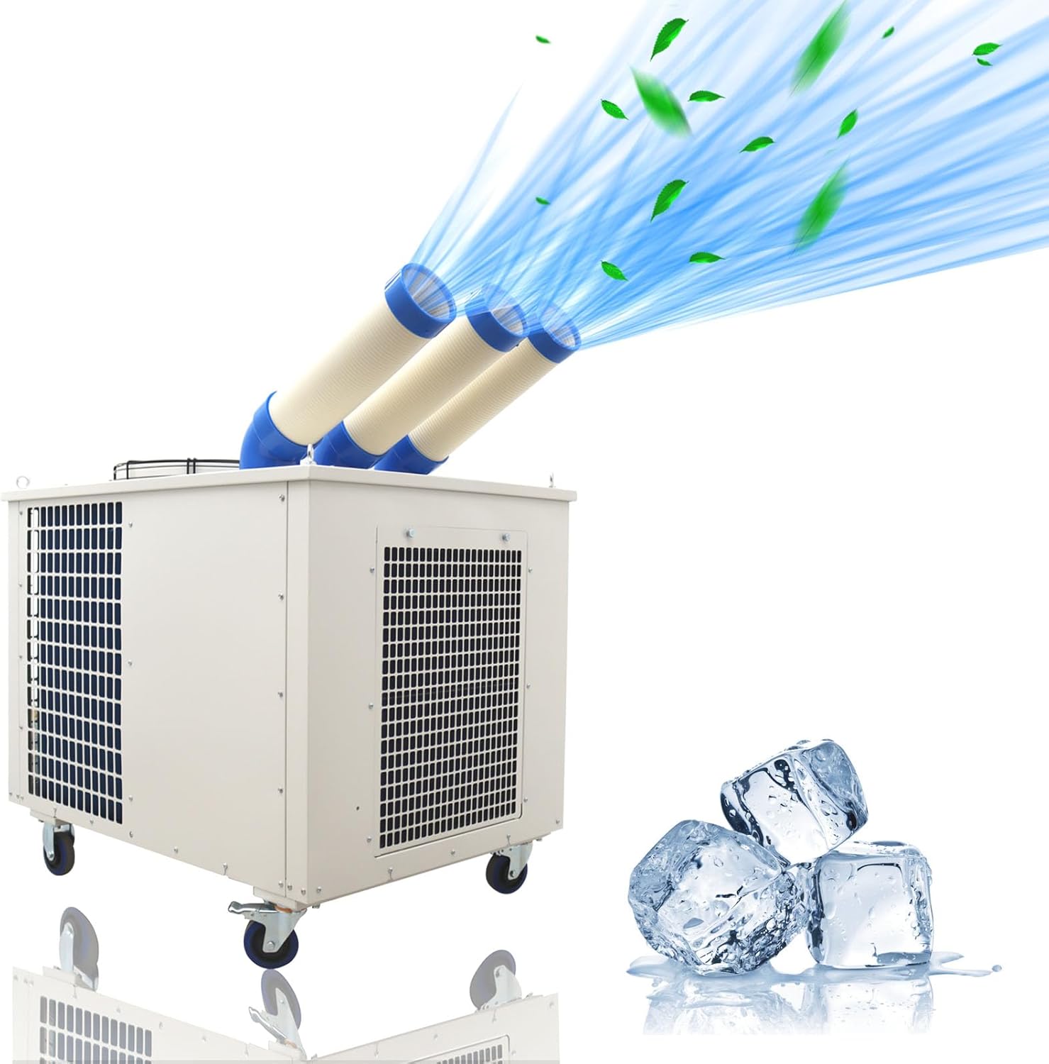 220V Commercial Portable Cooling Aircon 29,800 BTU Industrial Mobile Outdoor Spot Cooler Air Conditioner Three Columns 1550m³/h 3150W