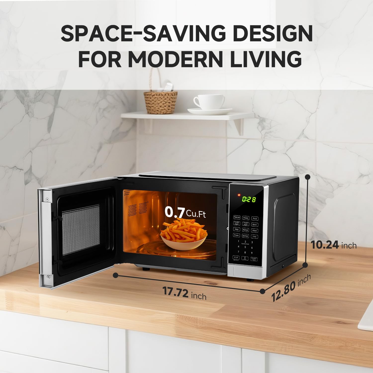 AMZCHEF Small Microwave Oven with 9 Auto Menus & Child Lock, LED Lighting, 0.7 Cu Ft, 700W - Kitchen Appliances Easy Cleaning,Suitable for Gifts,Quick Cooking For Family and Company Gatherings