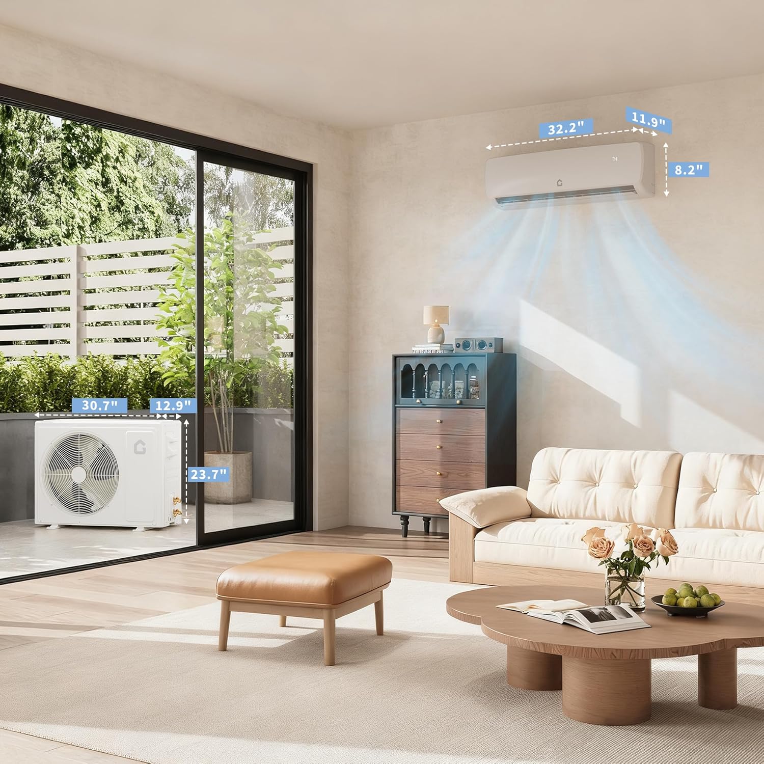 Ultra-Quiet 42dB |12000 BTU 19 SEER Ductless Mini-Split Air Conditioner Heat Pump | 3-in-1 Cooling, Heating & Dehumidifying | 230V White Inverter AC System | Includes 10ft Pre-Flared Line Set