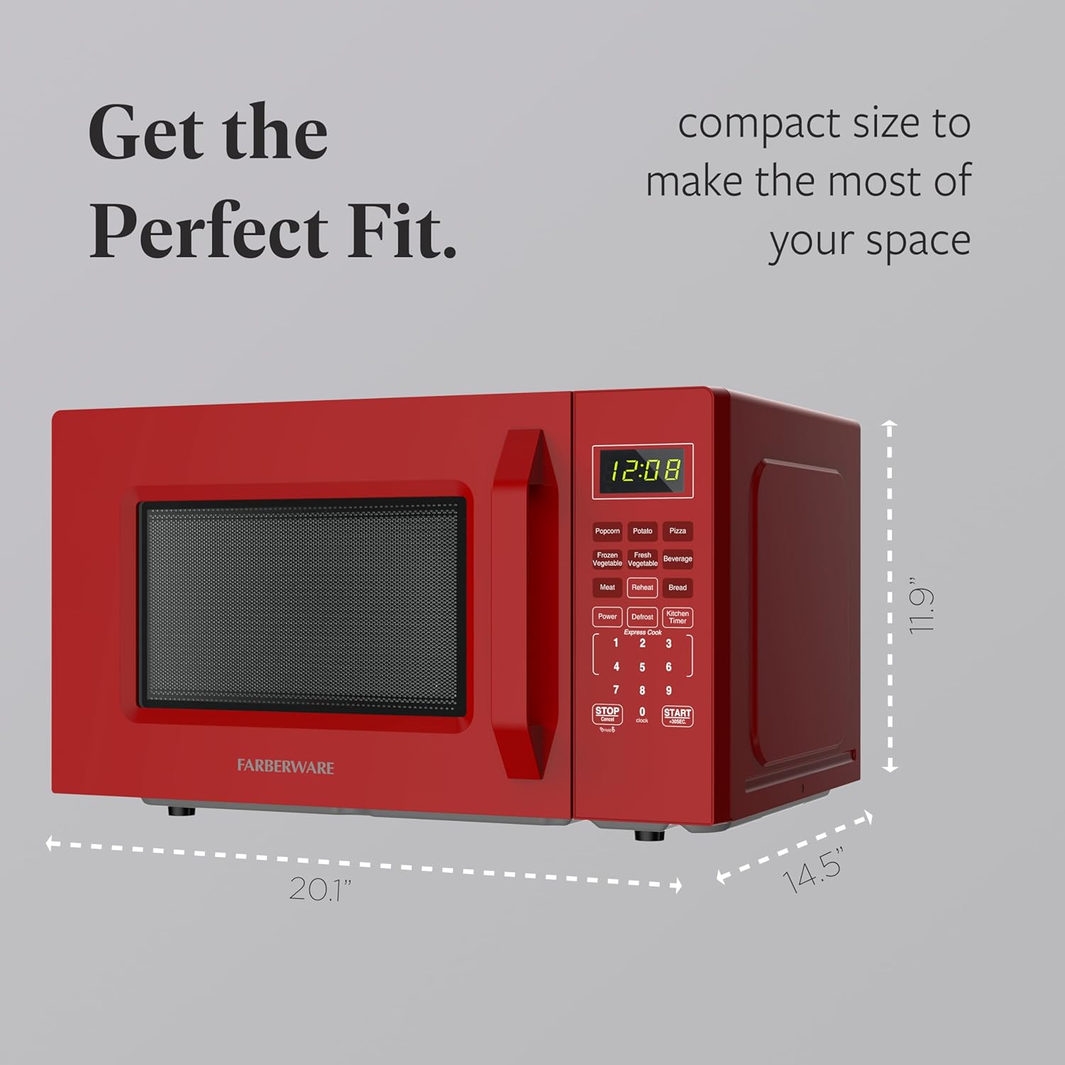 Farberware FMO11WEIRD 1.1 Cu. Ft. 1000-Watt Compact Microwave Oven, Red – Stylish Countertop Microwave with Child-Lock, Reheat Function, Express Cook, and Kitchen Timer