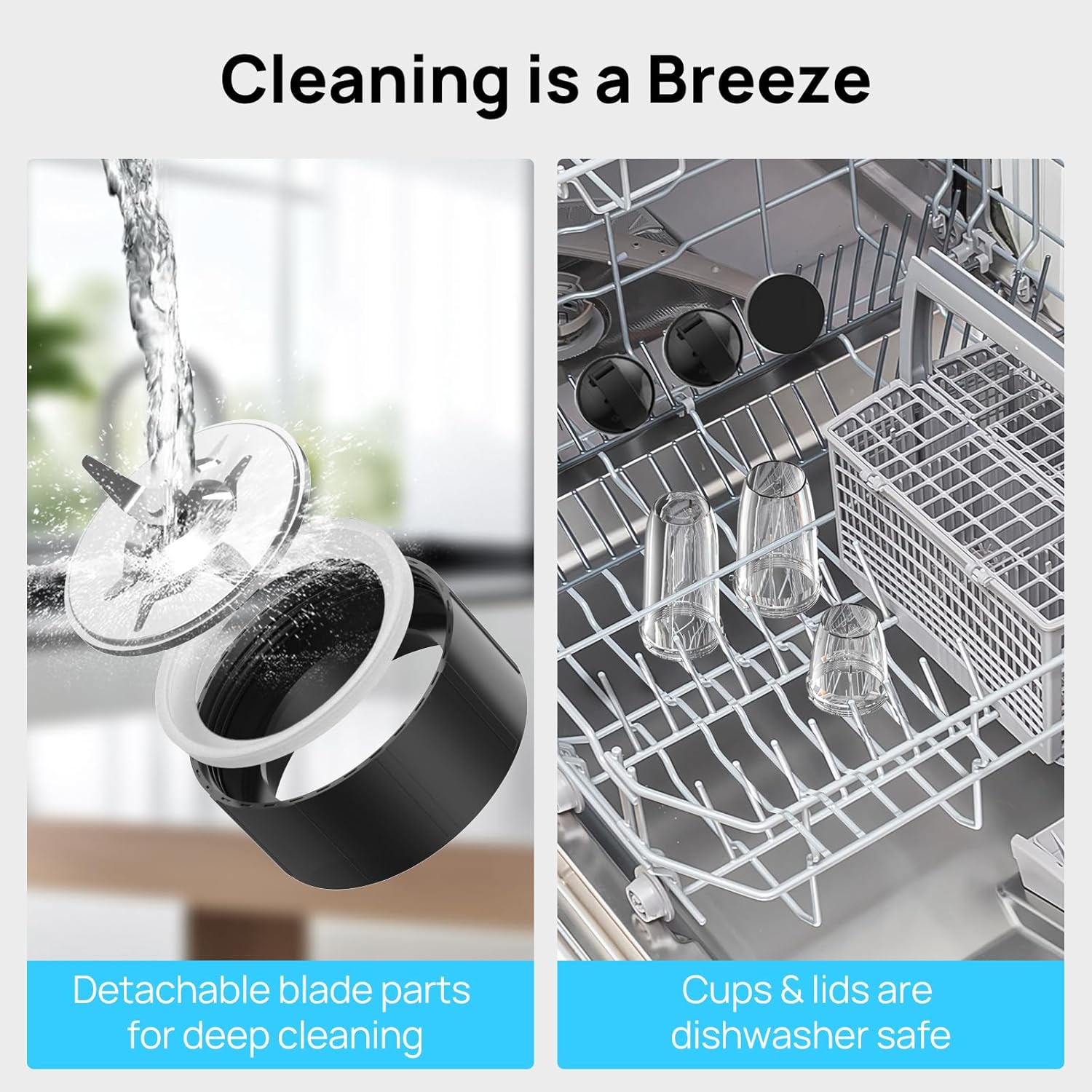 Consciot CB08 11-Piece Blender for Kitchen and Personal Size, Blend Shakes and Smoothies, Frozen Drinks, Baby Food, Spreads & More, 3 Portable To-Go Cups & 2 Spout Lids & 1 Solid Lid, 900 Peak Watts