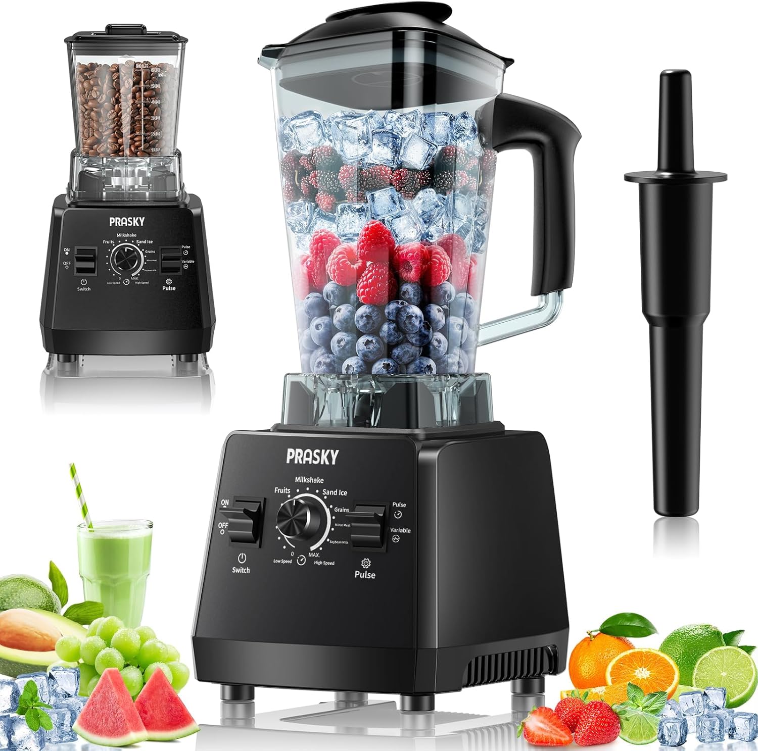 Professional High Speed Countertop Blender for kitchen, BPA Free Blender for Shakes and Smoothies, Nuts, Ice and Fruits, Black