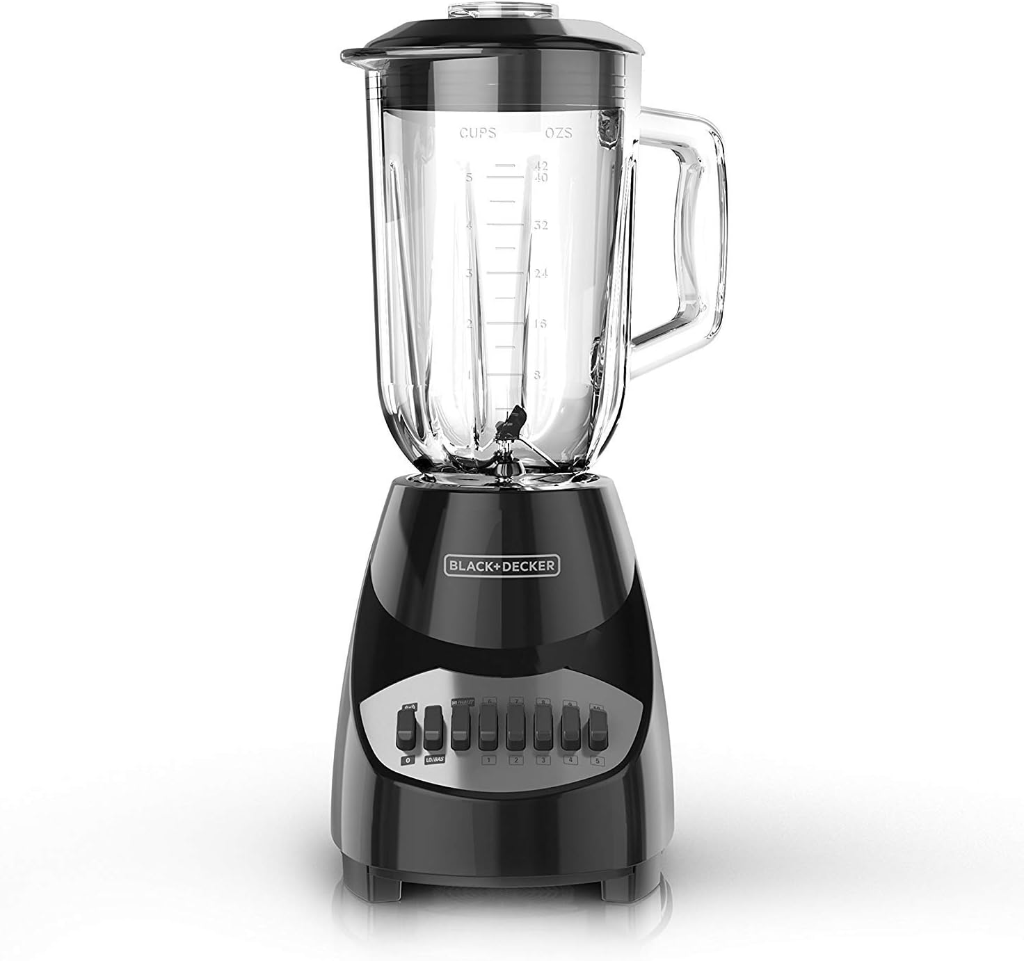 BLACK+DECKER Countertop Blender with 6-Cup Glass Jar, 10-Speed Settings, Black, BL2010BG