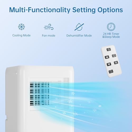 Portable Air Conditioners 10000BTU with Remote Control, Cools up to 400 Sq.ft, 3-in-1 Mini Standing AC Unit Cooling, Dehumidification, Fan, with Digital Display, Fast Cooling, Indoor Use, White