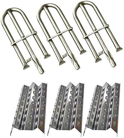 Grill Parts Zone Replacement Kit 3019L, 192430 Stainless U Pipe Burner & Heat Sheild (3-PK)