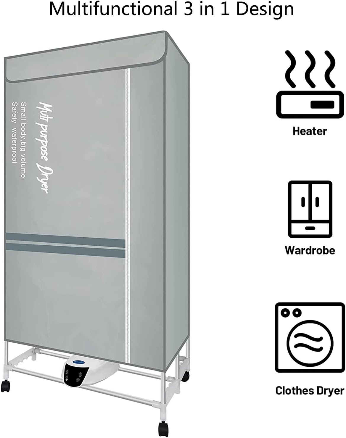 Electric Clothes Dryer with Remote Control and Timer, 1300W Large Capacity 2-Tier Heated Clothes Airer with Cover, Indoor Foldable Electric Clothes Airer Drying Rack, Overheat Protection,Grey