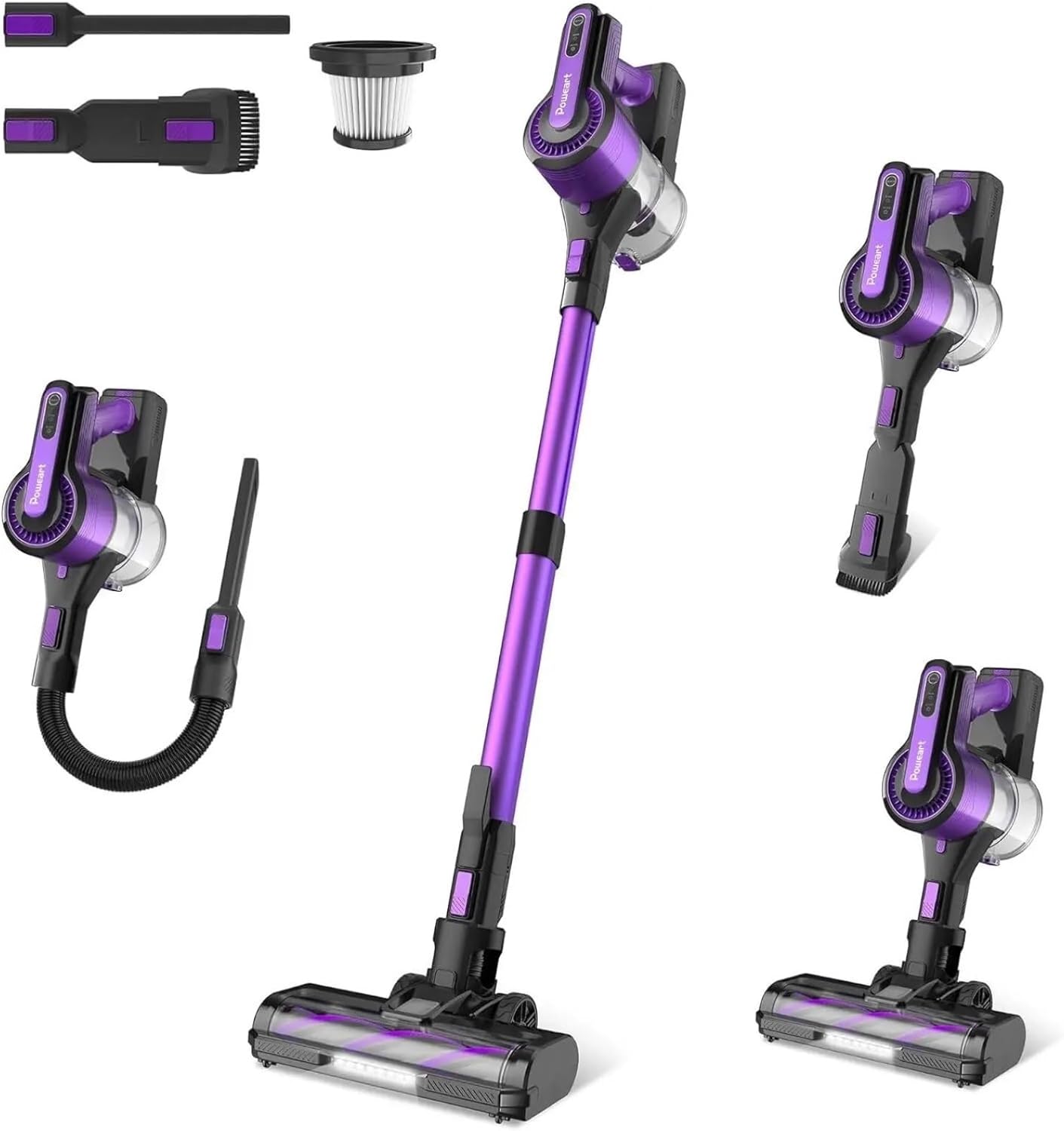 Compatible With Poweart V870 Cordless Vacuum Cleaner, 30KPa Powerful Suction, 8-in-1 Lightweight Stick Vacuum, 45min Runtime For Hardwood Floor Carpet Pet Hair Home Car Cleaning(V870 Purple,AU)