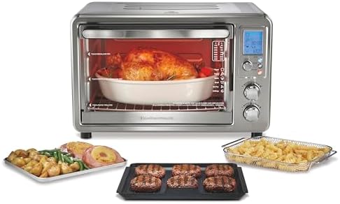 Hamilton Beach 6-in-1 Sure Crisp Air Fryer Toaster Oven Combo & Electric Indoor Grill, 450 F Searing Temp, Bake, Broil, Toast and Pizza Function, .88 cu. ft., 6 Slice Capacity, Stainless Steel (31395)