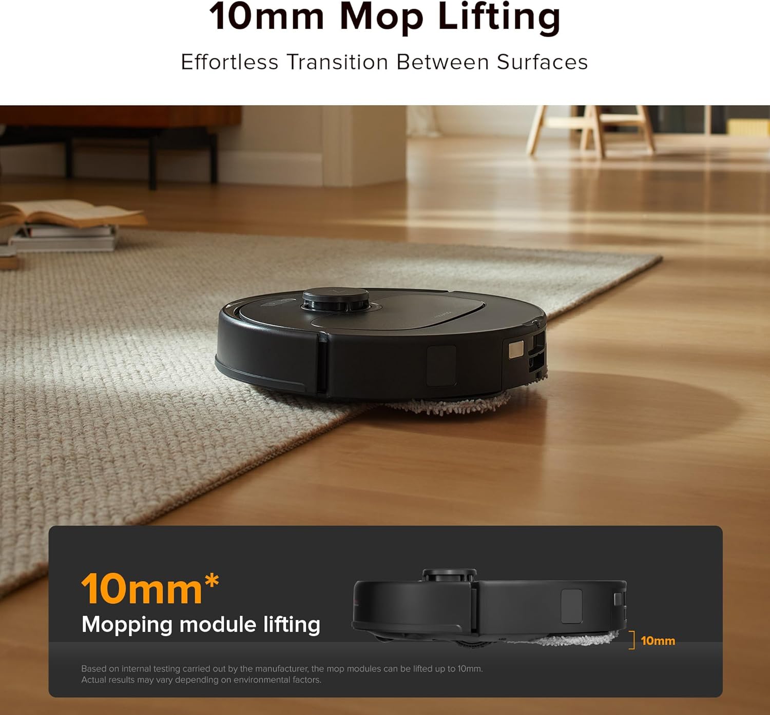 roborock Qrevo Series Robot Vacuum and Mop, 8000Pa Suction, Obstacle Avoidance, Auto Mop Washing, All-in-One Dock, Dual Spinning Mops with 10mm Lift, Anti-Tangle Brushes, Black (QR 598)