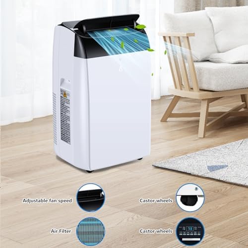 Portable Air Conditioner, 12000 BTU Air Conditioner with Remote Control,Quiet AC Unit with Cool, Dehumidifier & Fan Mode, 24 Hour Timer, Room Cooling Up to 450 sq ft