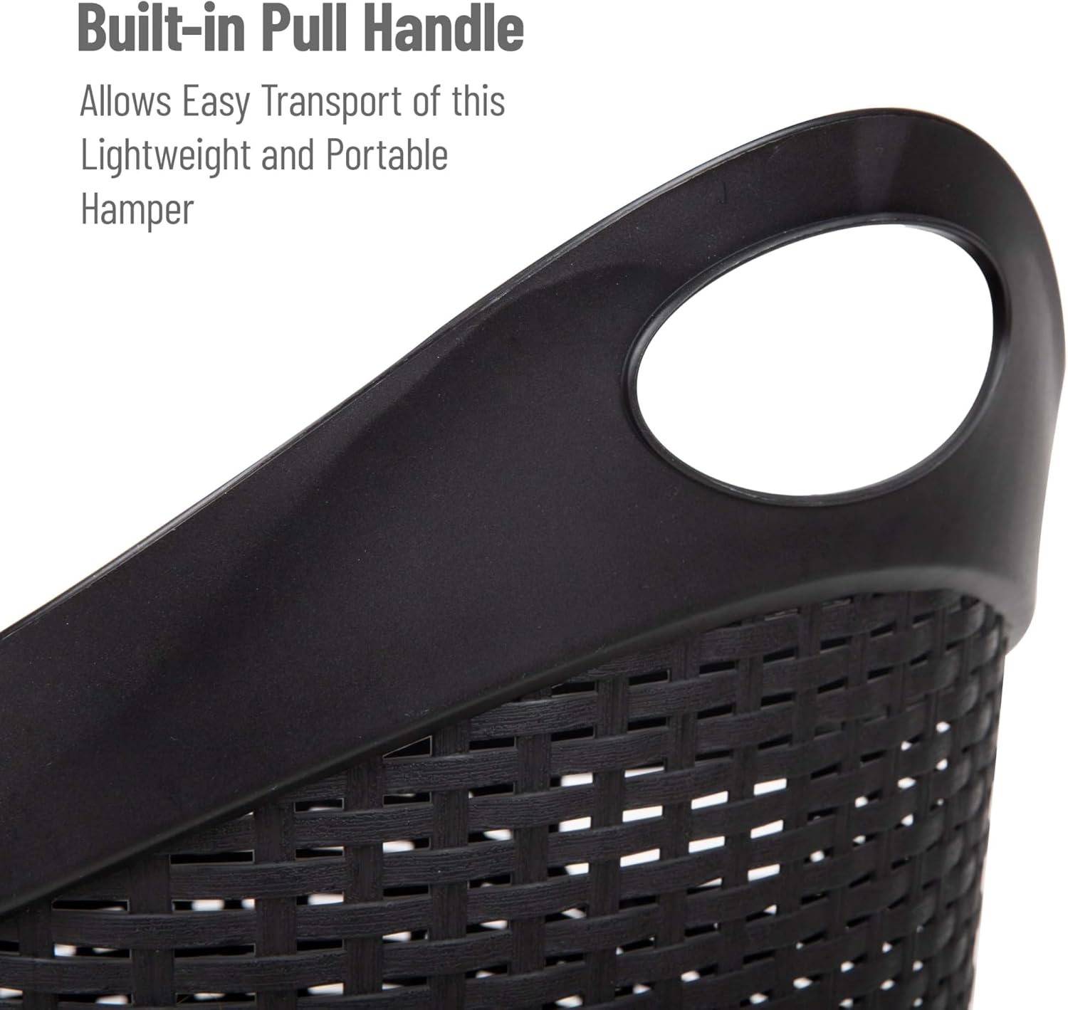 Mind Reader 60L Rolling Laundry Hamper, Clothes Basket, Wheels, Wicker Style, Plastic, 19.5