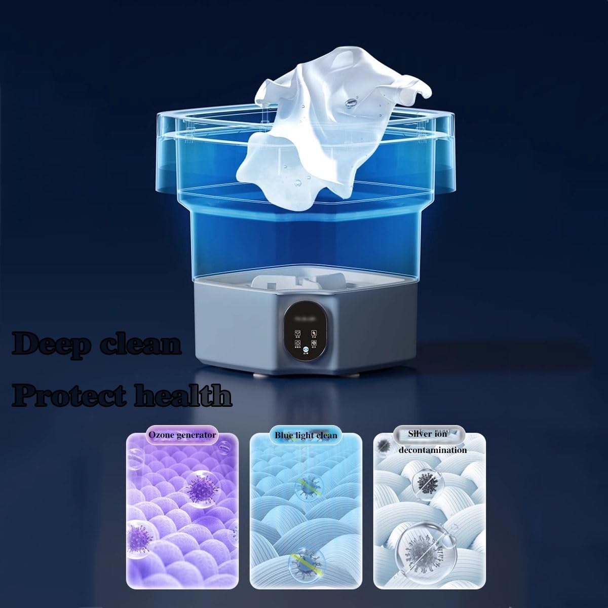 Mini Foldable Washing Machine 12X12X13in Portable Washer 17L Capacity Convenience And Efficiency For Camping, Travelling, Apartment & Tiny Spaces(Beige)