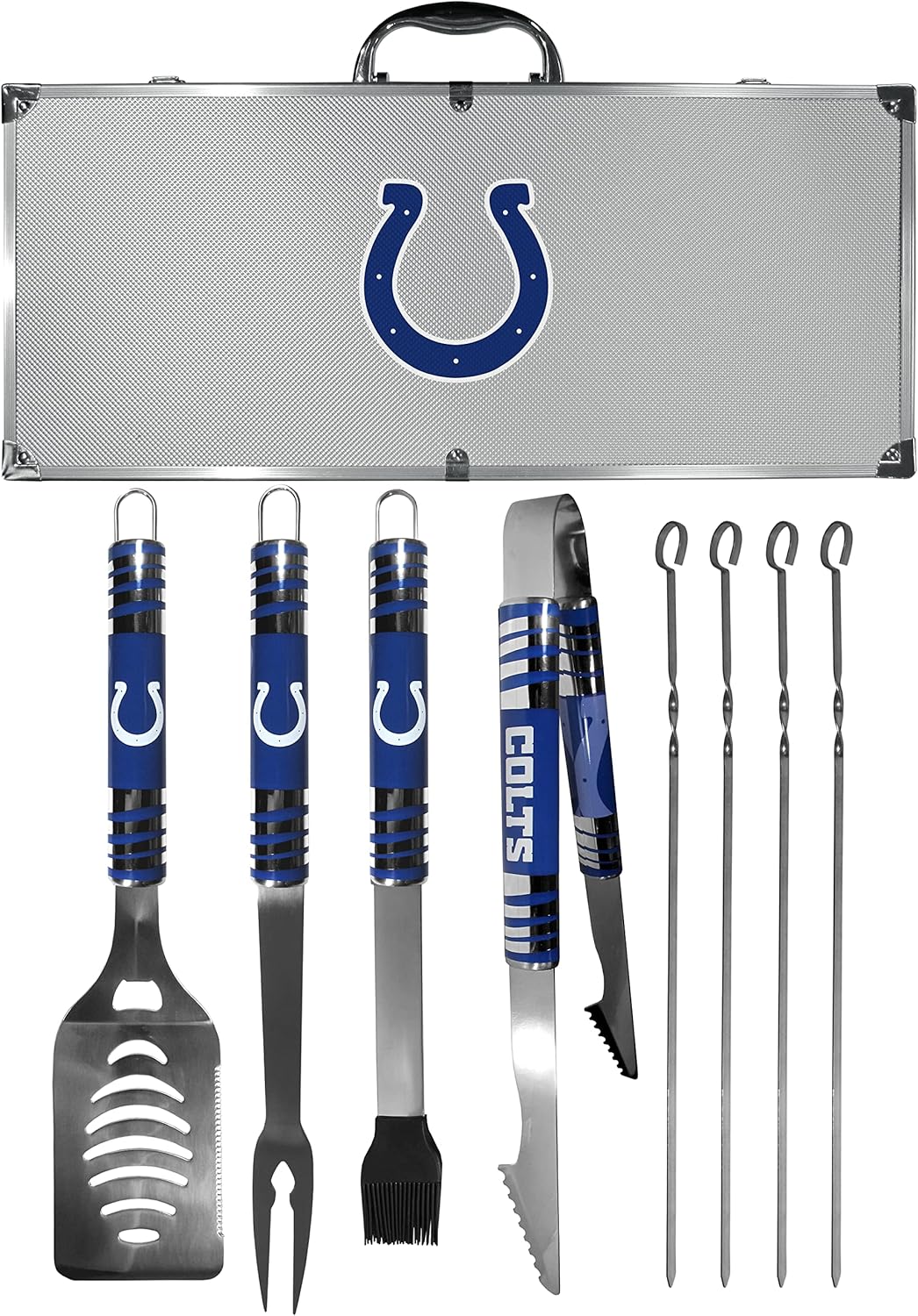NFL Siskiyou Sports Fan Shop Indianapolis Colts Steel Tailgater BBQ Set w/Case 8 piece Gray