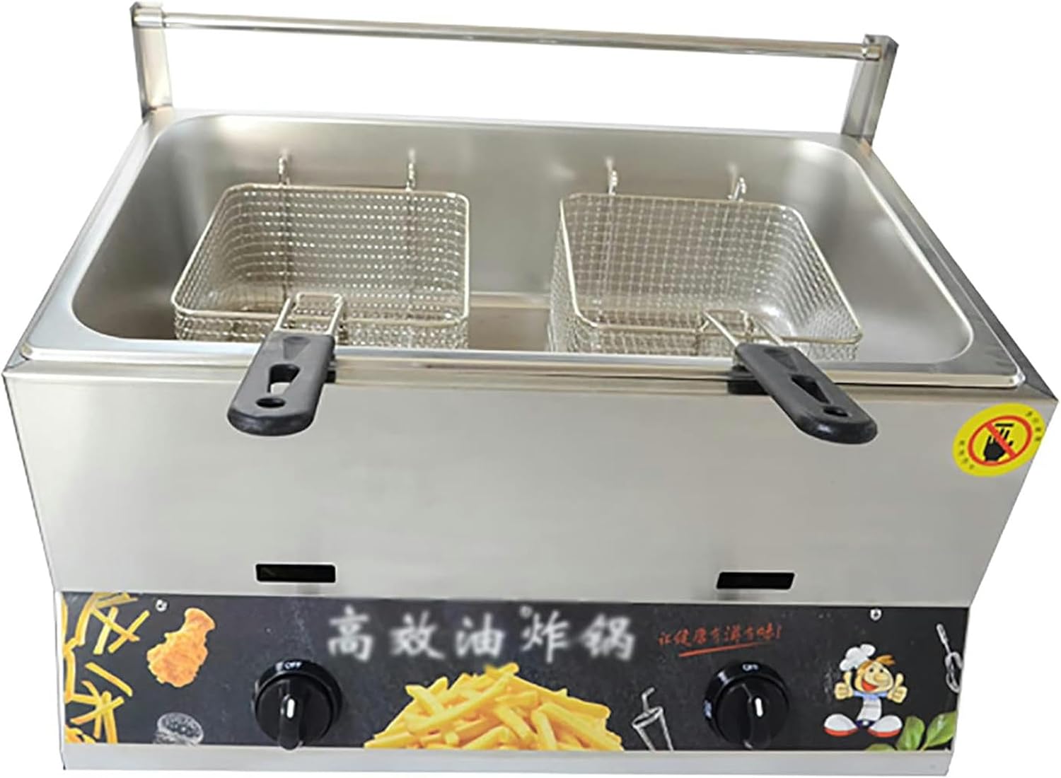 612L Single Pot LPG Gas Fryer Stainless Steel Countertop Deep Fryer with Basket, Outdoor Cooker, for French Fries Home Kitchen Restaurant