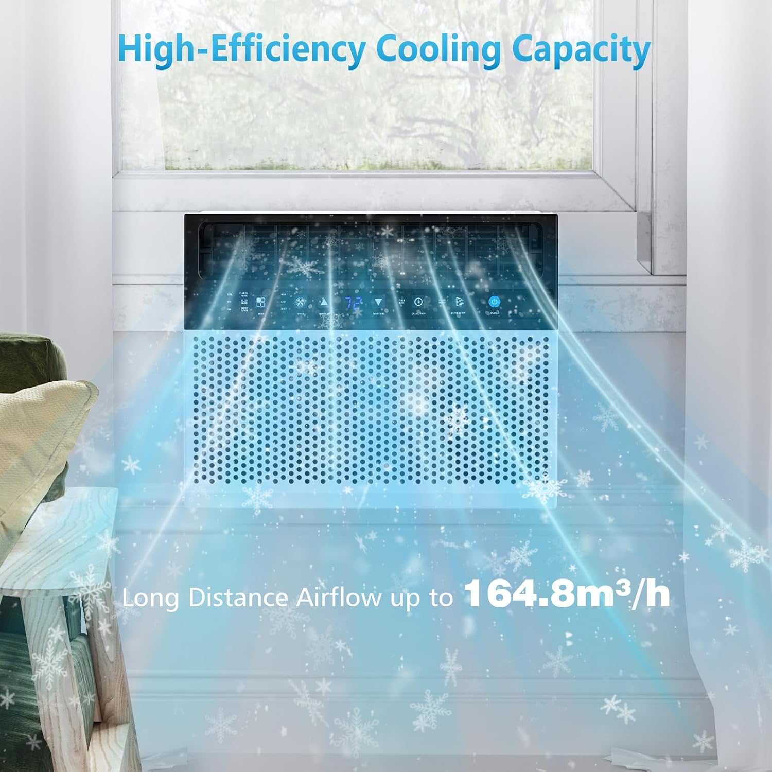 COWSAR 12000 BTUs Window Room Air Conditioner for Room, Window Air Conditioner, Cools Up 550sq.ft,Window AC Unit with Cooling, Dehumidifier and 3 Fan speeds, 24-hour timer & ECO mode