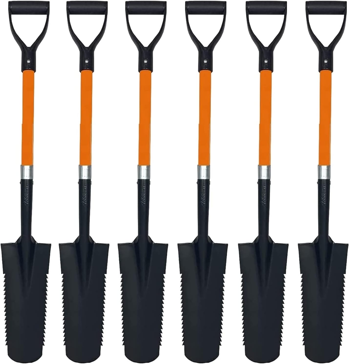Ashman Short Handle Drain Spade Teeth Shovel (6 Pack), Sharp Shooter Shovel, Trenching Spade, Drainage Spade - Perfect Razor Blade Trenching Shovel D-Grip for Digging and Trenching and Transplanting.