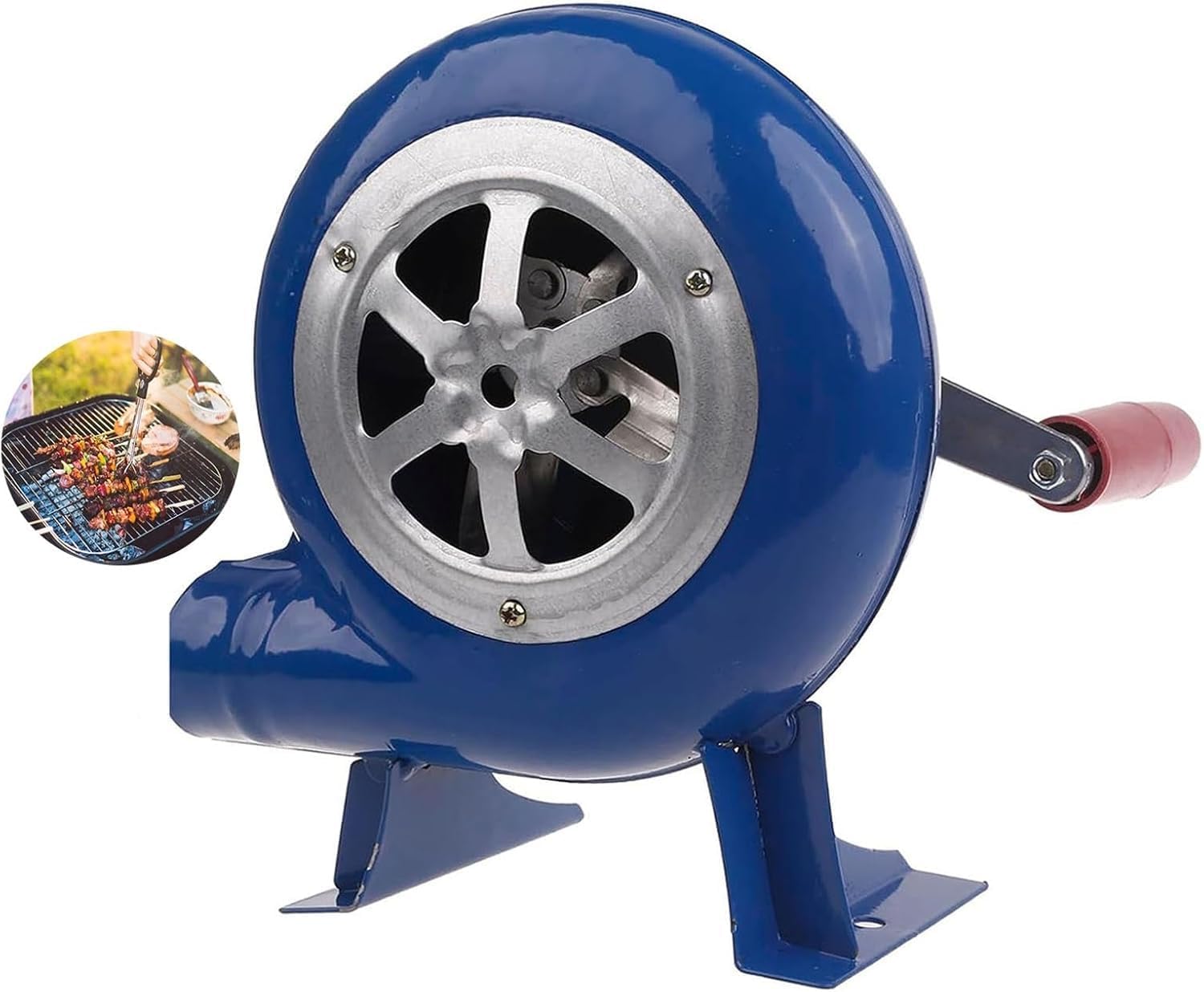 Manual Iron Gear BBQ Blower, Iron Gear Popcorn Fan Manual Fan, Hand BBQ Air Blower Fast Fire Starter, Portable Manual Hand Crank Bellows, for Outdoor Barbecue Charcoal Grills Stove Accessories(350W)