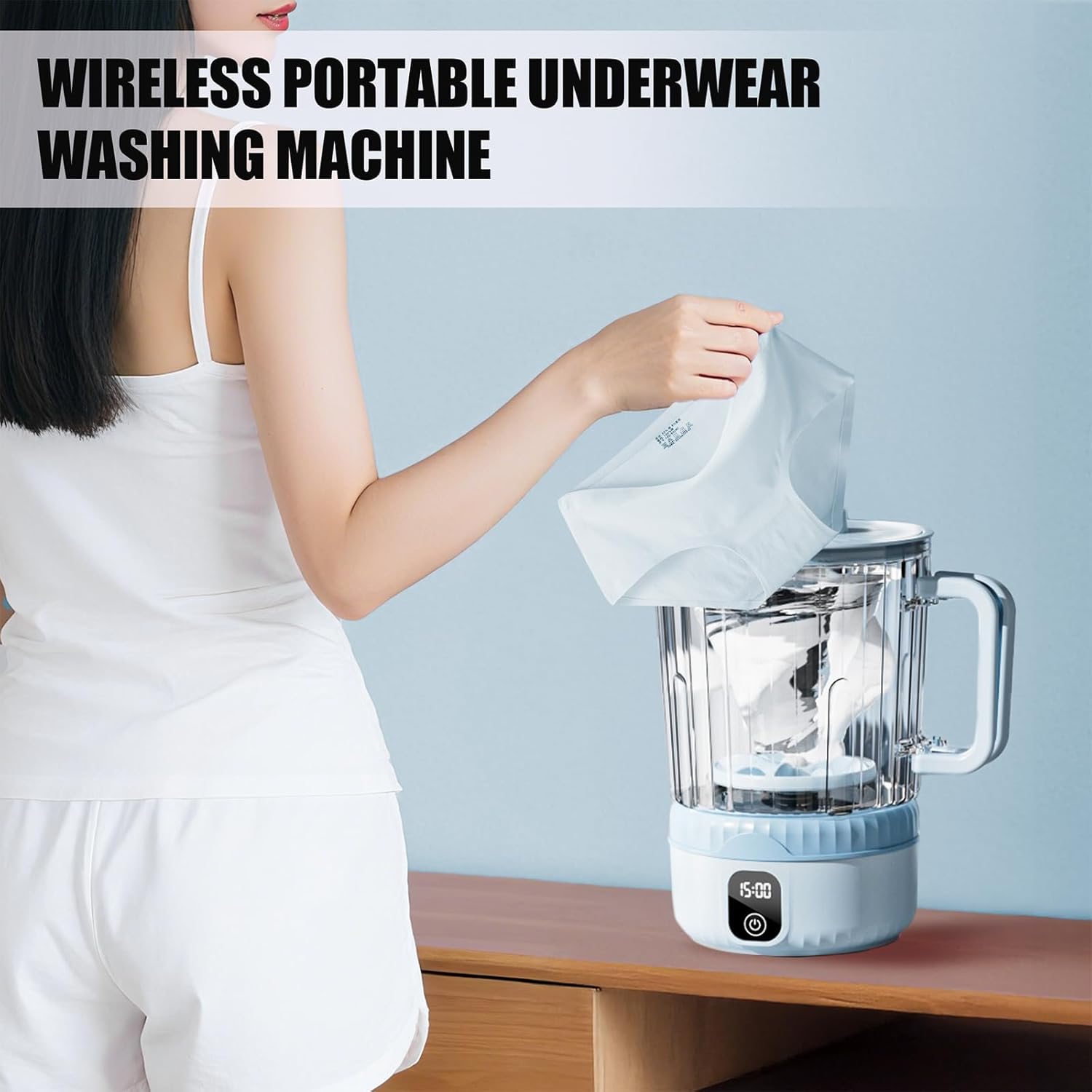 Underwear Washing Machine, Upgrade 2.5L Mini Portable Washing Machine, Mini Washer Deep Cleans Small Clothes for Apartment, Dorm, RV, Travel & Hotel Use (Blue)