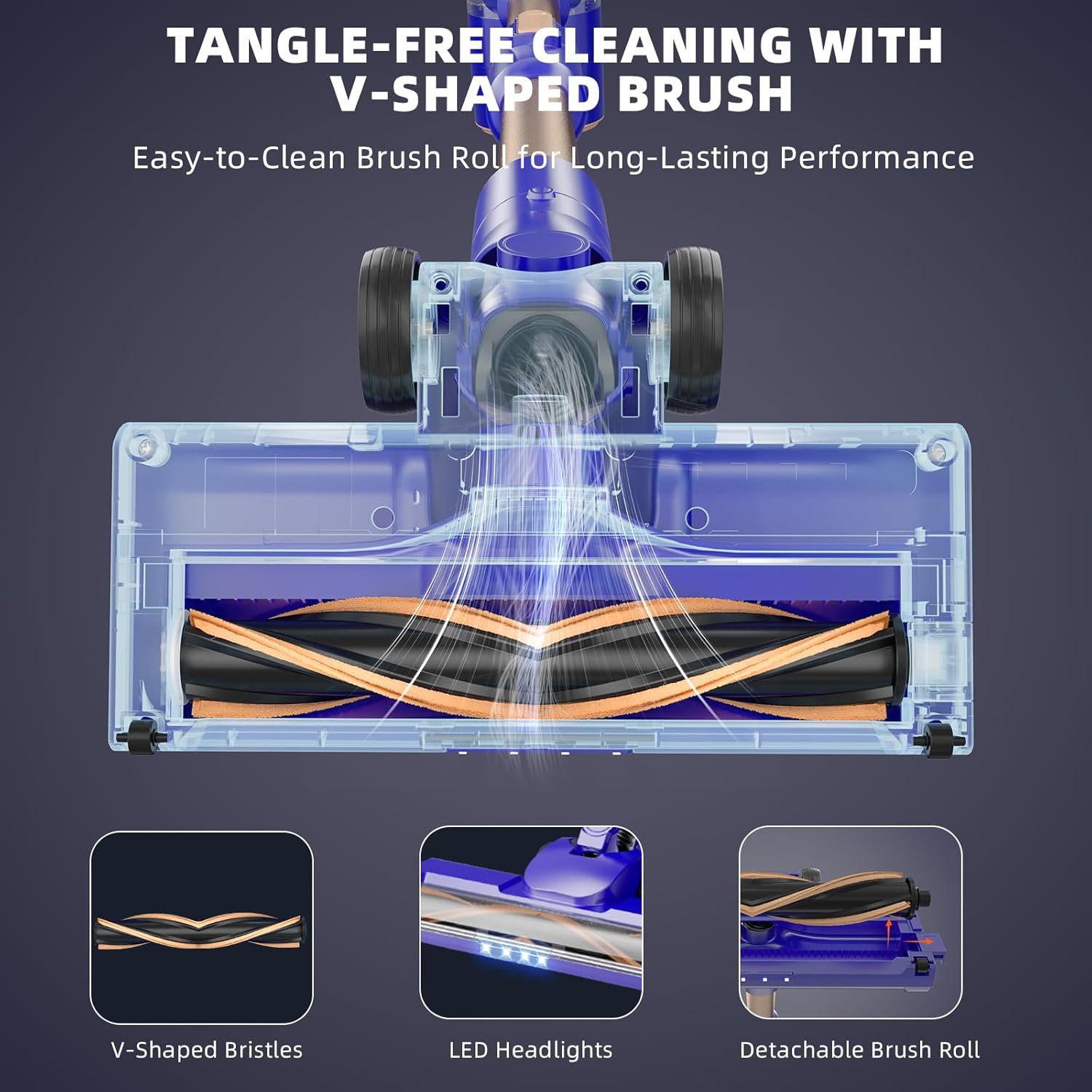 Cordless Vacuum Cleaner, 180° Bendable Wand Stick Vacuum Cleaners with LED Touch Screen, 8-in-1 Lightweight Rechargeable Vacuum with 1.5L Dust Cup for Home Hard Floor Low-Pile Carpet